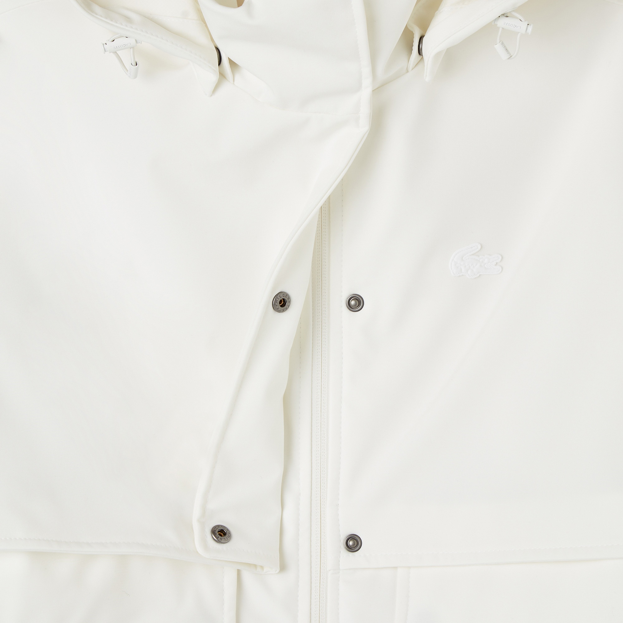 Lacoste Kadın Relaxed Fit Kapüşonlu Beyaz Yağmurluk