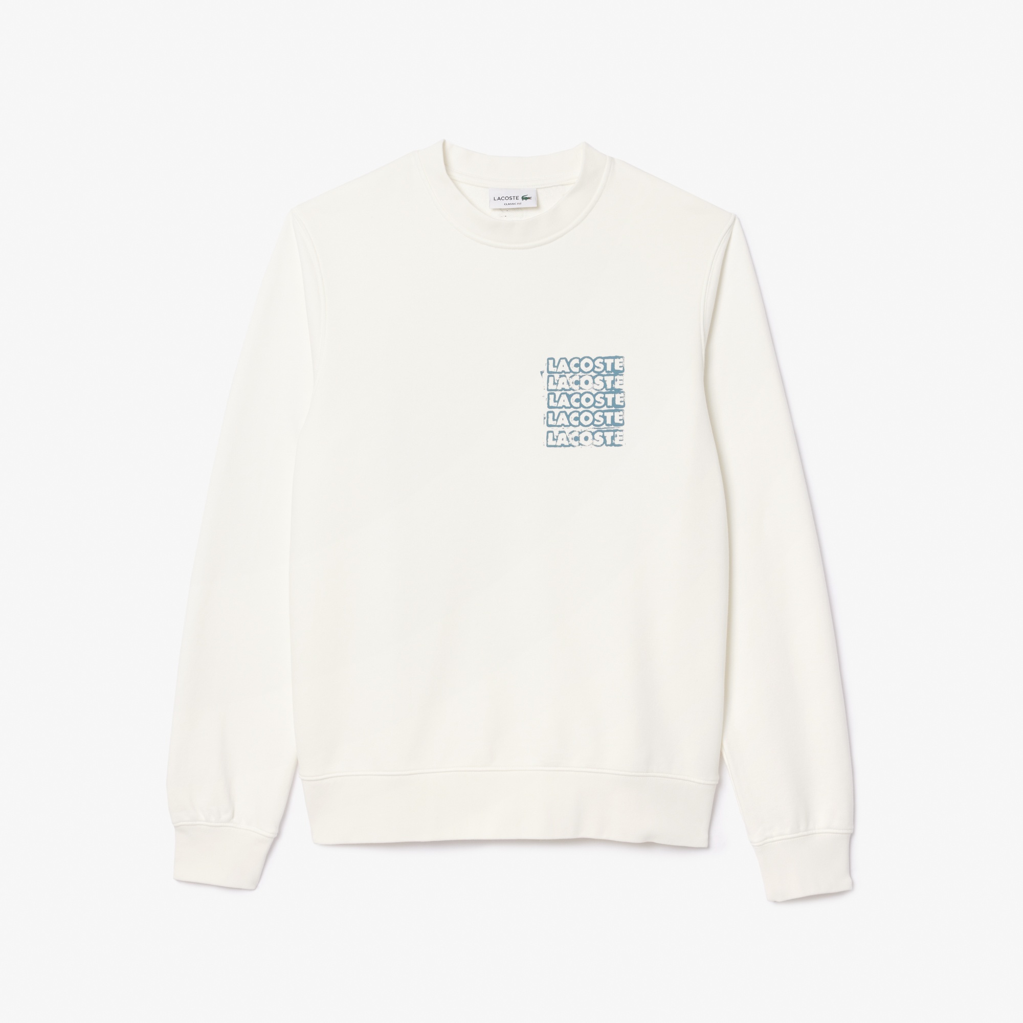 Lacoste Erkek Classic Fit Bisiklet Yaka Beyaz Sweatshirt
