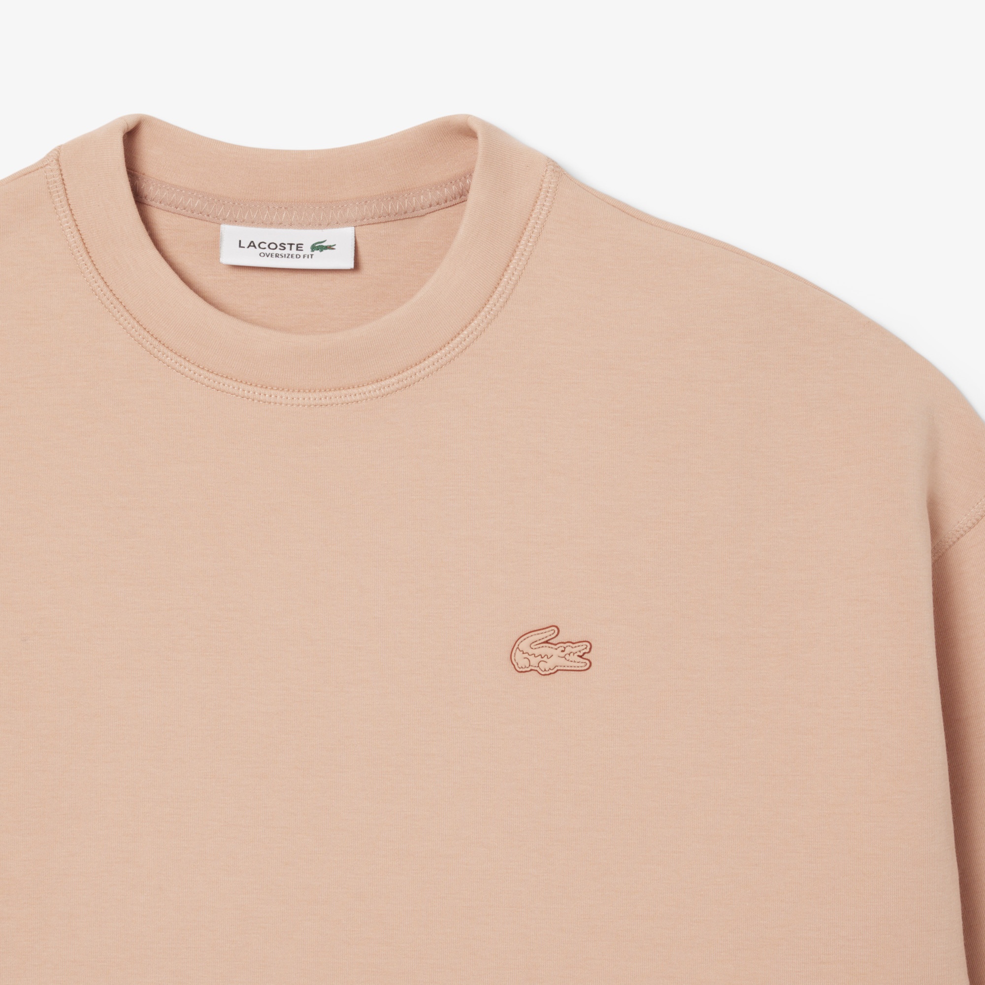 Lacoste Kadın Oversize Fit Bisiklet Yaka Açık Kahverengi Sweatshirt