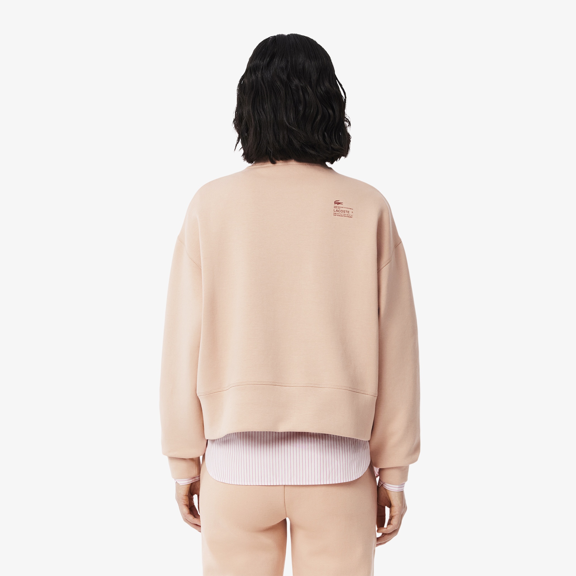Lacoste Kadın Oversize Fit Bisiklet Yaka Açık Kahverengi Sweatshirt