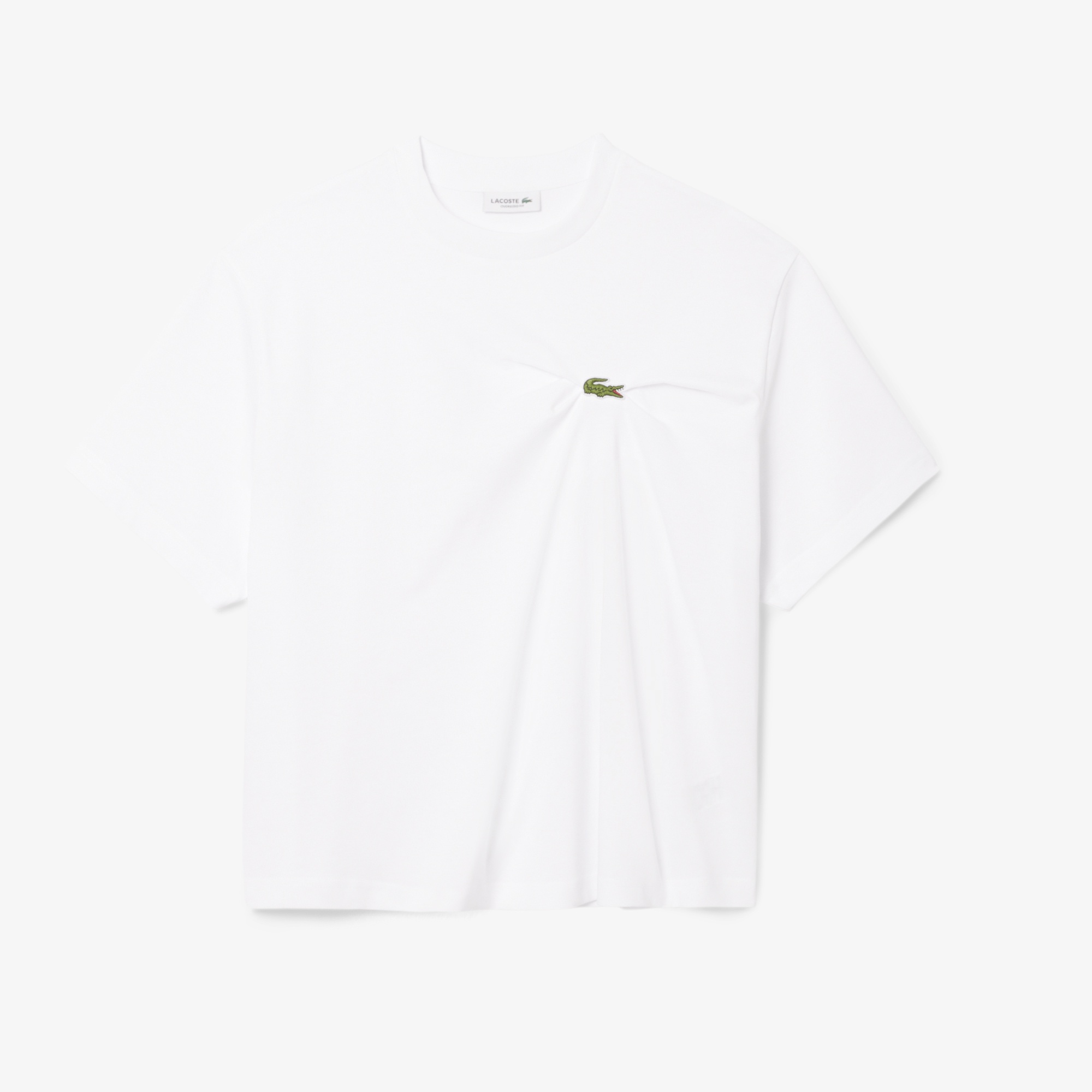 Lacoste Kadın Oversize Fit Bisiklet Yaka Beyaz T-Shirt