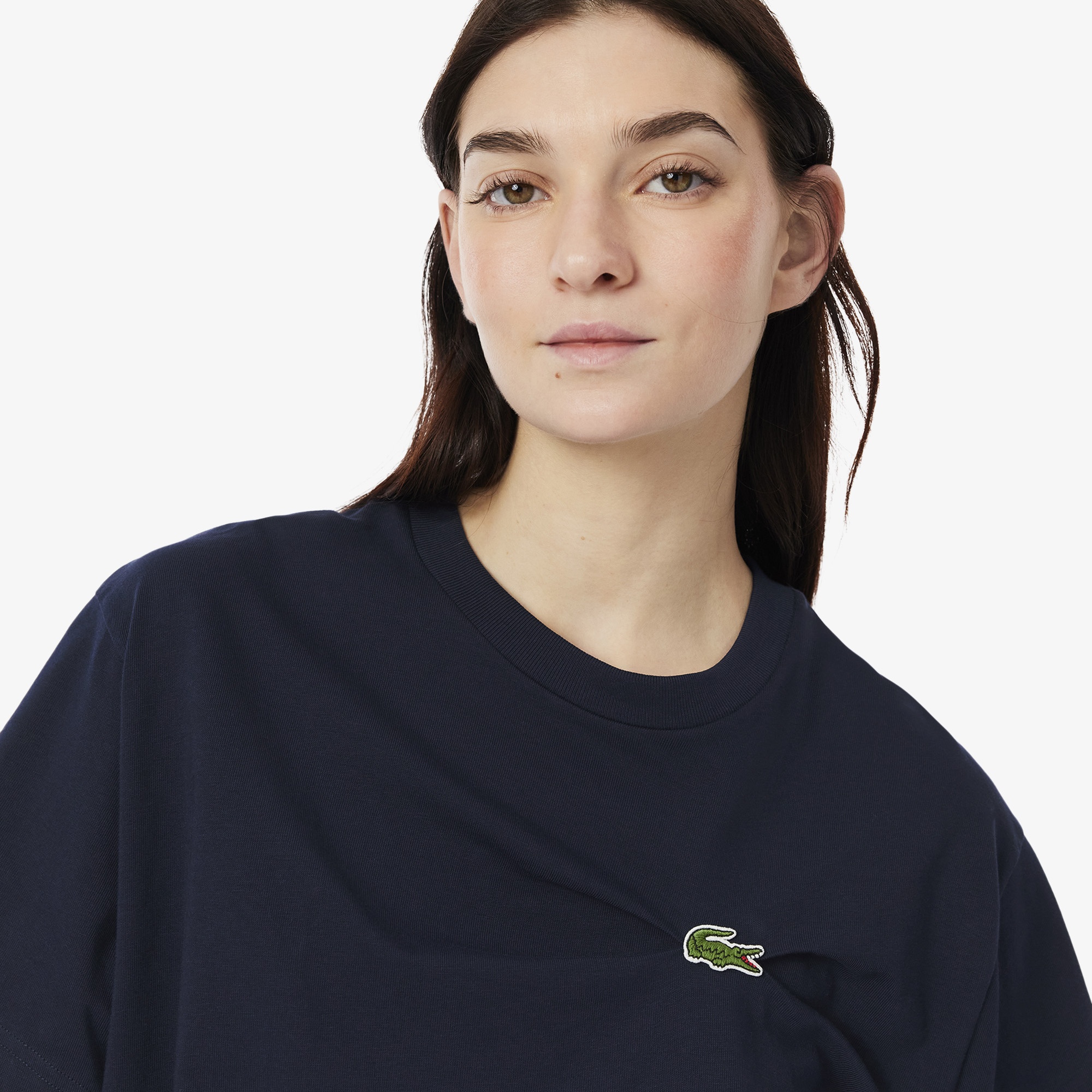 Lacoste Kadın Oversize Fit Bisiklet Yaka Lacivert T-Shirt