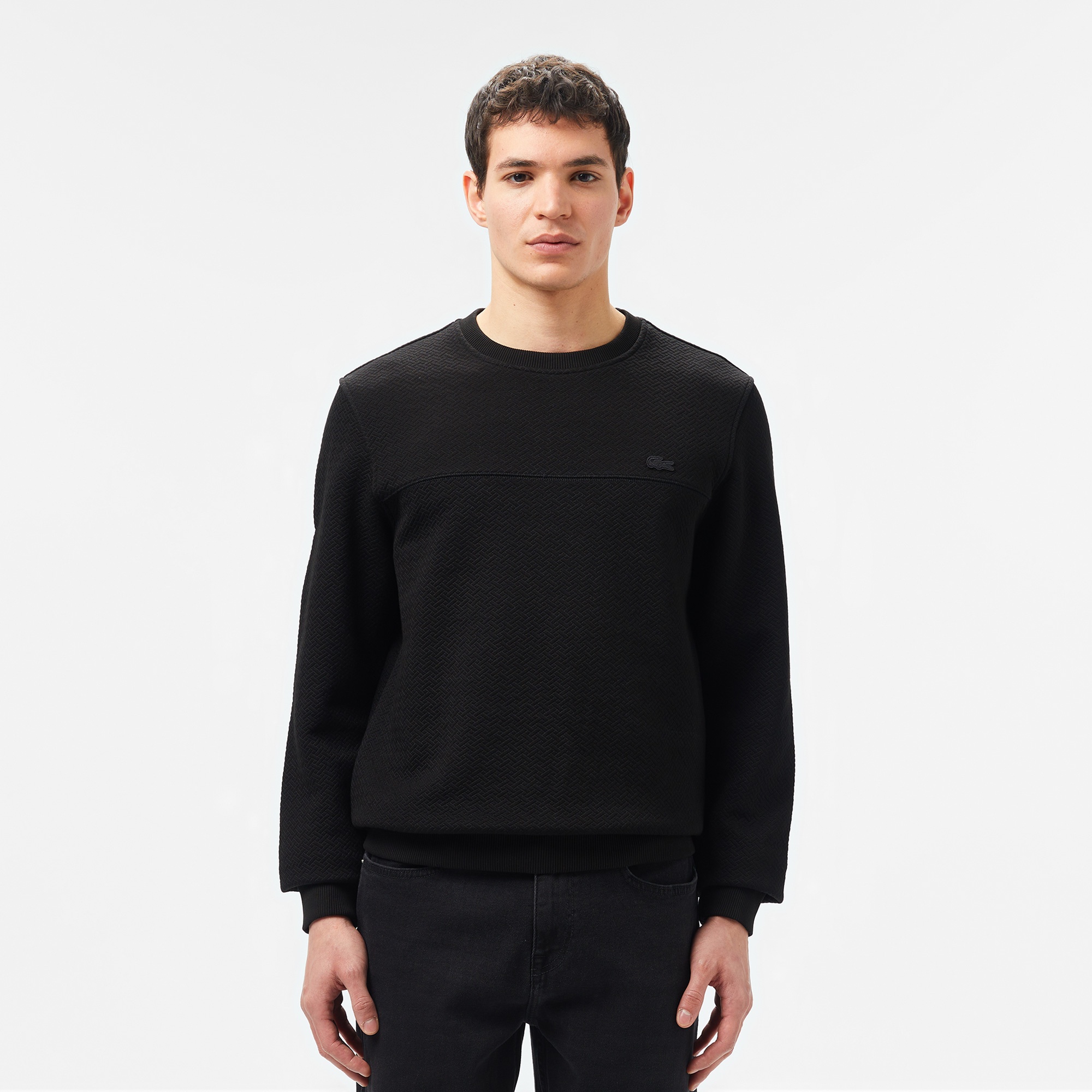 Lacoste Erkek Regular Fit Uzun Kollu Bisiklet Yaka Siyah T-Shirt