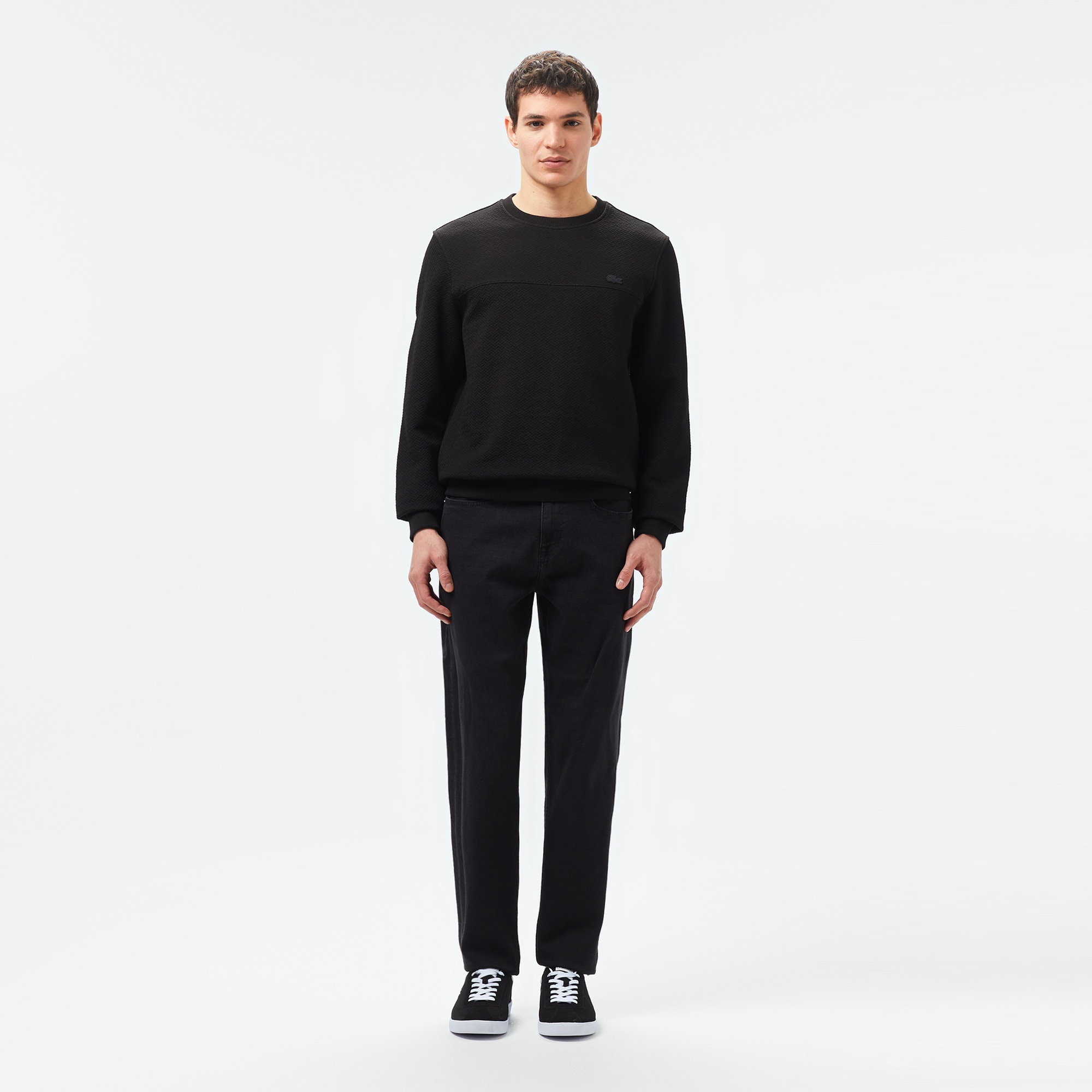 Lacoste Erkek Regular Fit Uzun Kollu Bisiklet Yaka Siyah T-Shirt