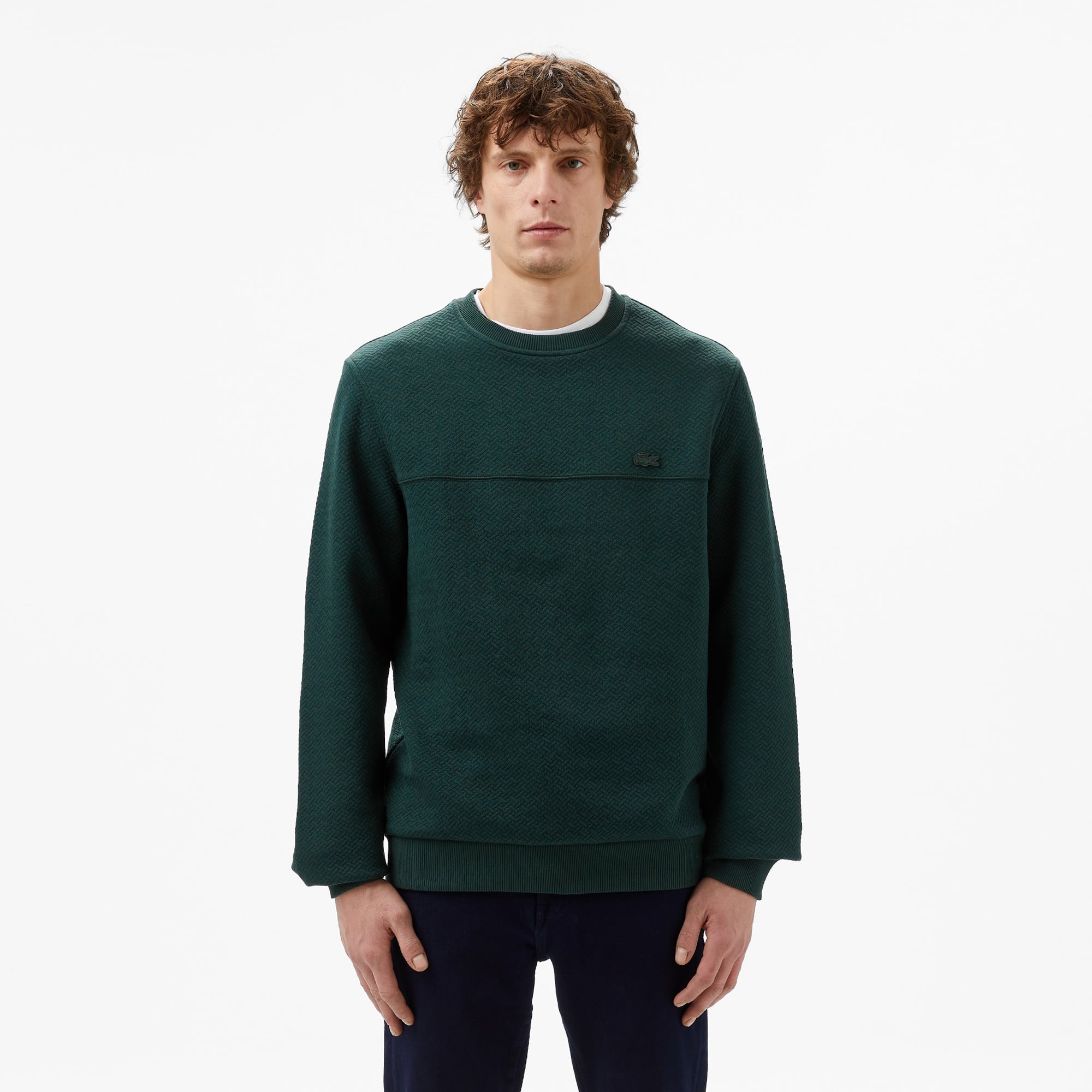 Lacoste Erkek Regular Fit Uzun Kollu Bisiklet Yaka Koyu Yeşil T-Shirt