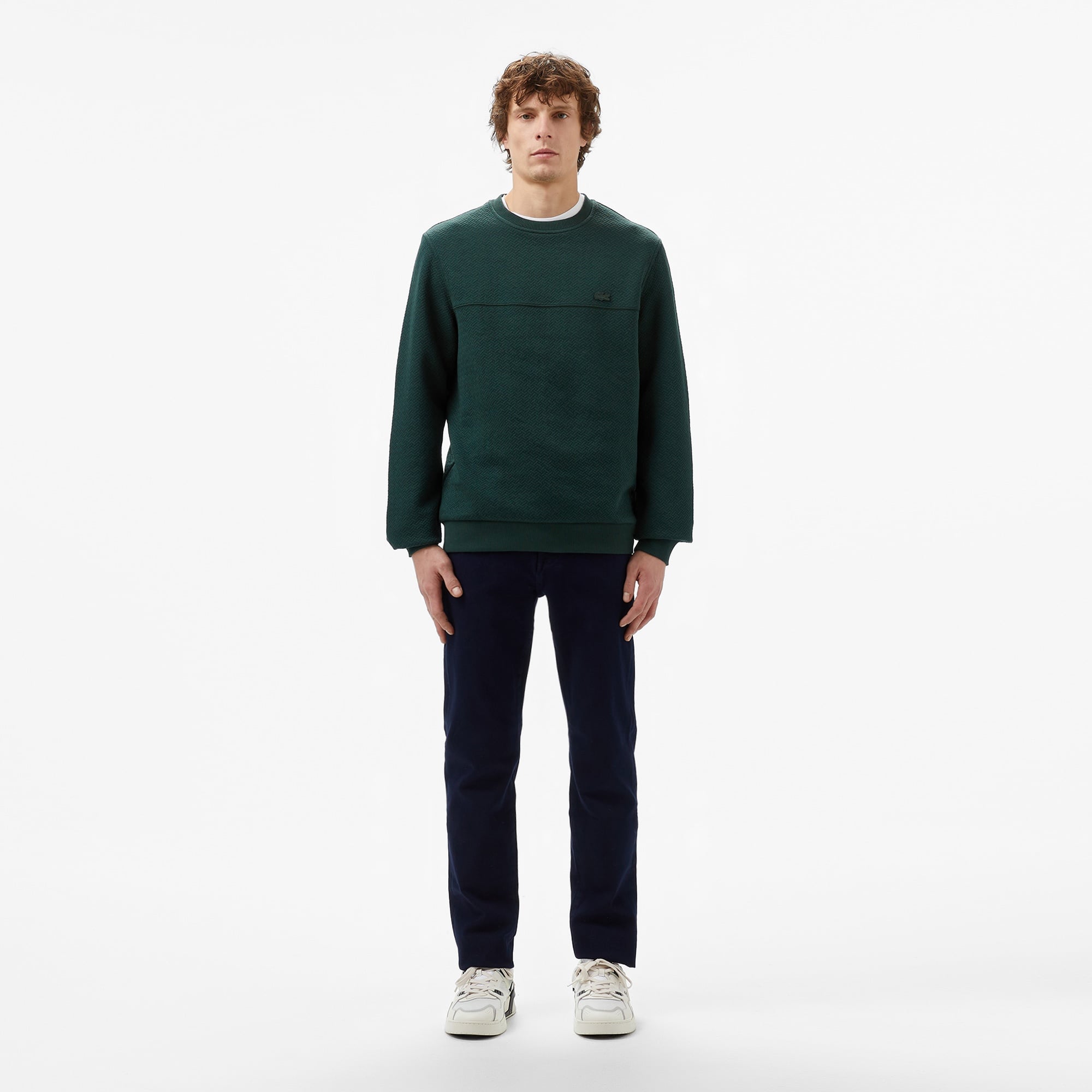 Lacoste Erkek Regular Fit Uzun Kollu Bisiklet Yaka Koyu Yeşil T-Shirt