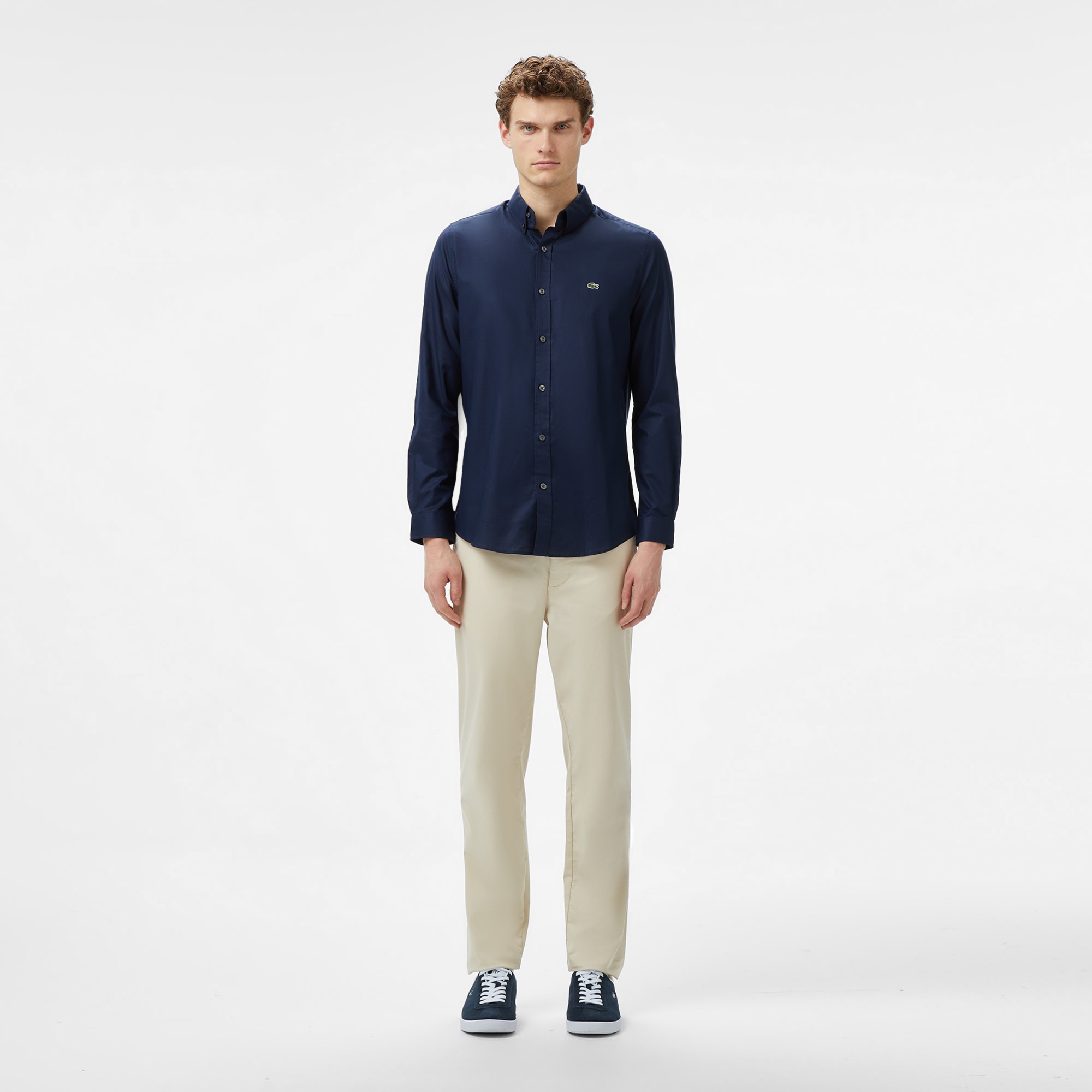 Lacoste Erkek Slim Fit Düğmeli Yaka Lacivert Gömlek