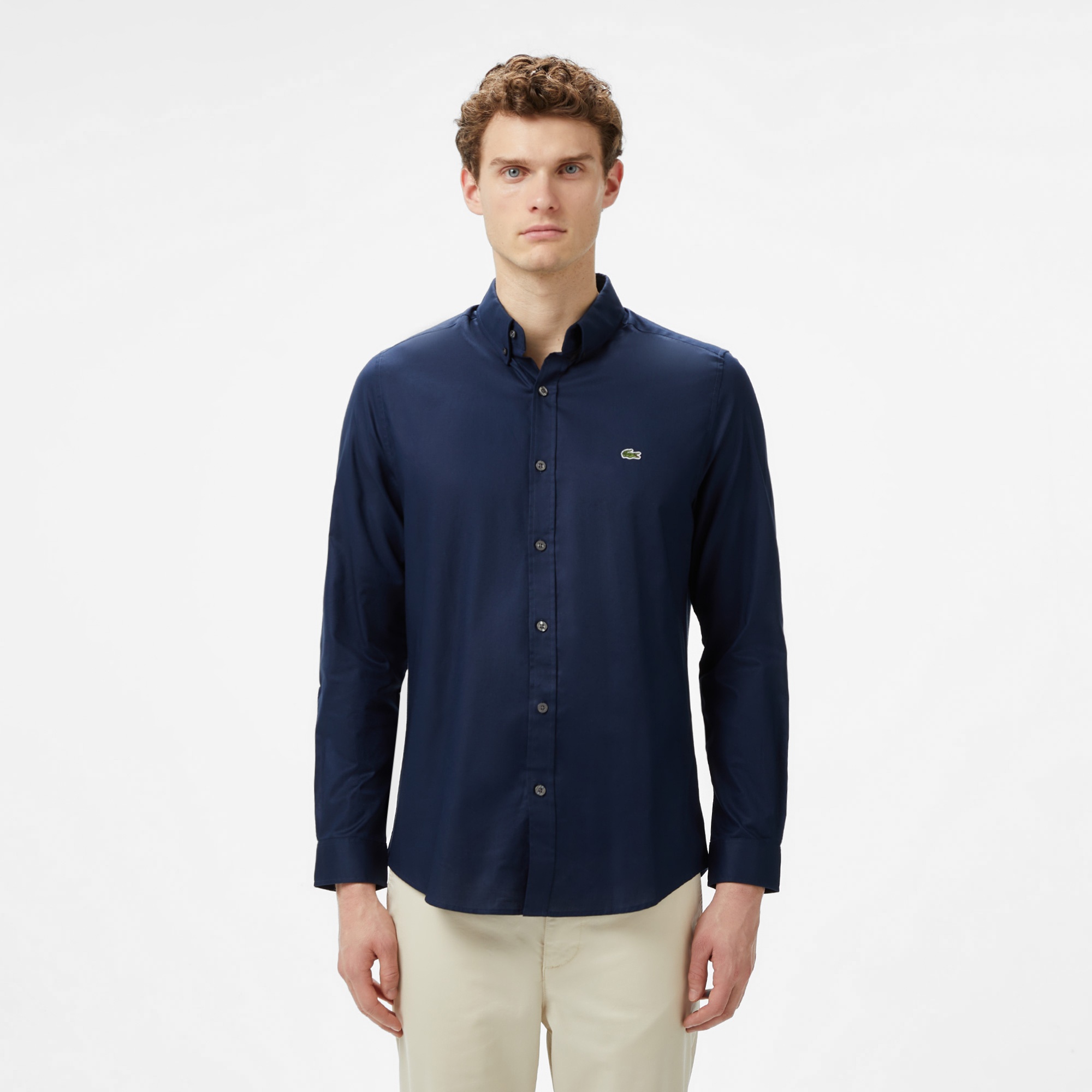 Lacoste Erkek Slim Fit Düğmeli Yaka Lacivert Gömlek