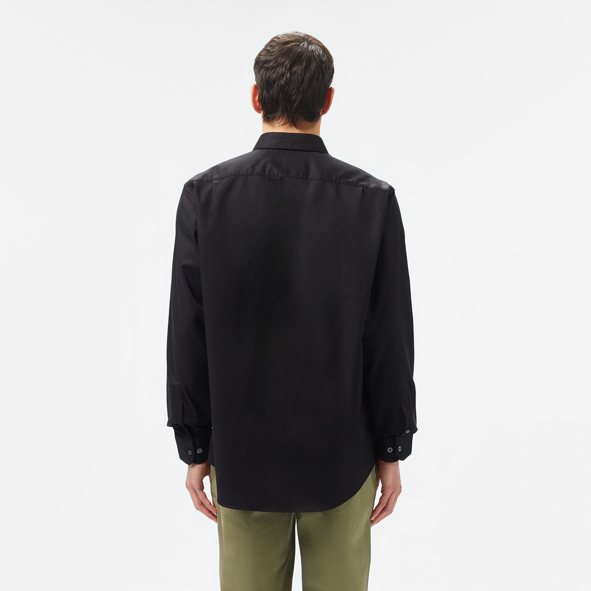 Erkek Regular Fit Düğmeli Yaka Siyah Gömlek