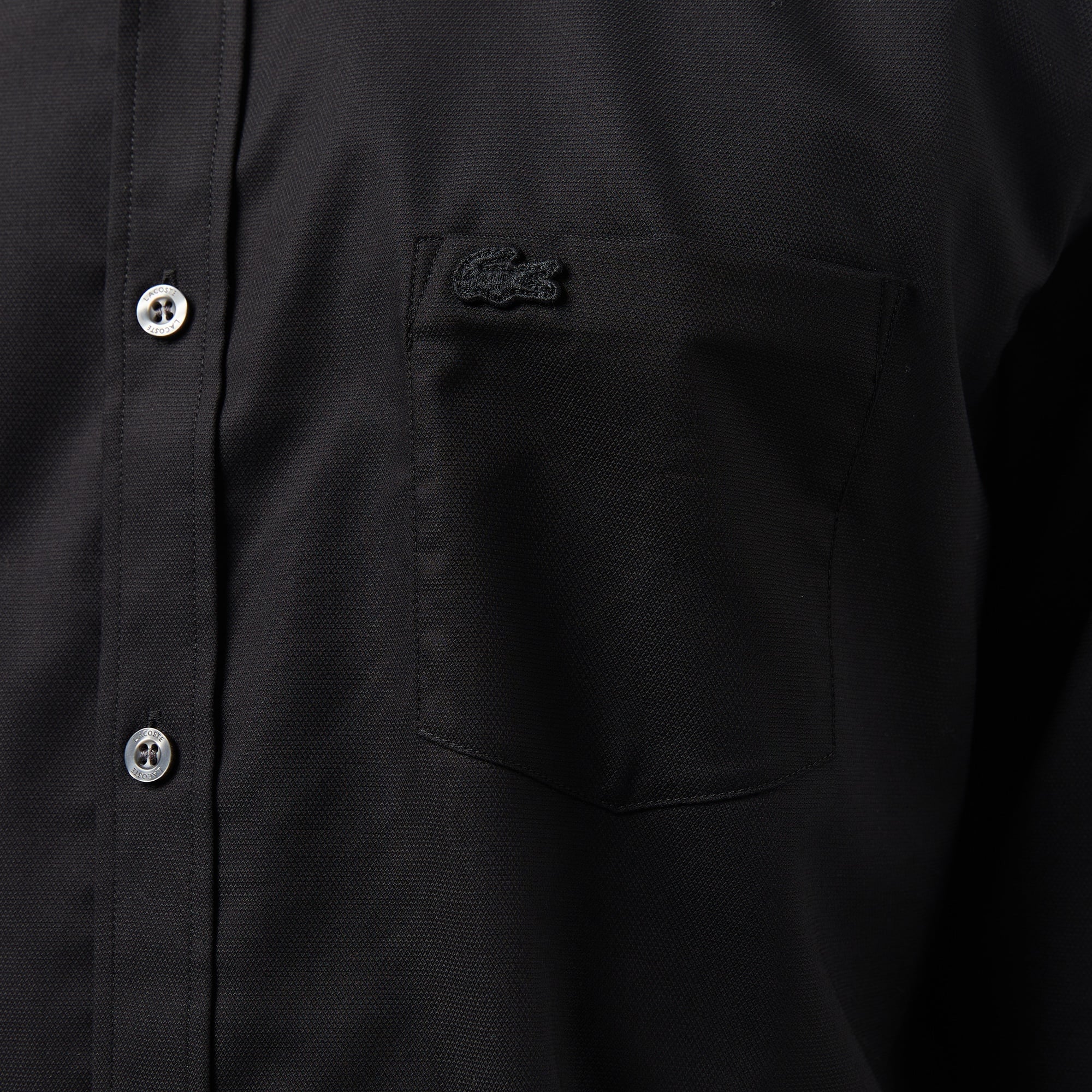 Erkek Regular Fit Düğmeli Yaka Siyah Gömlek