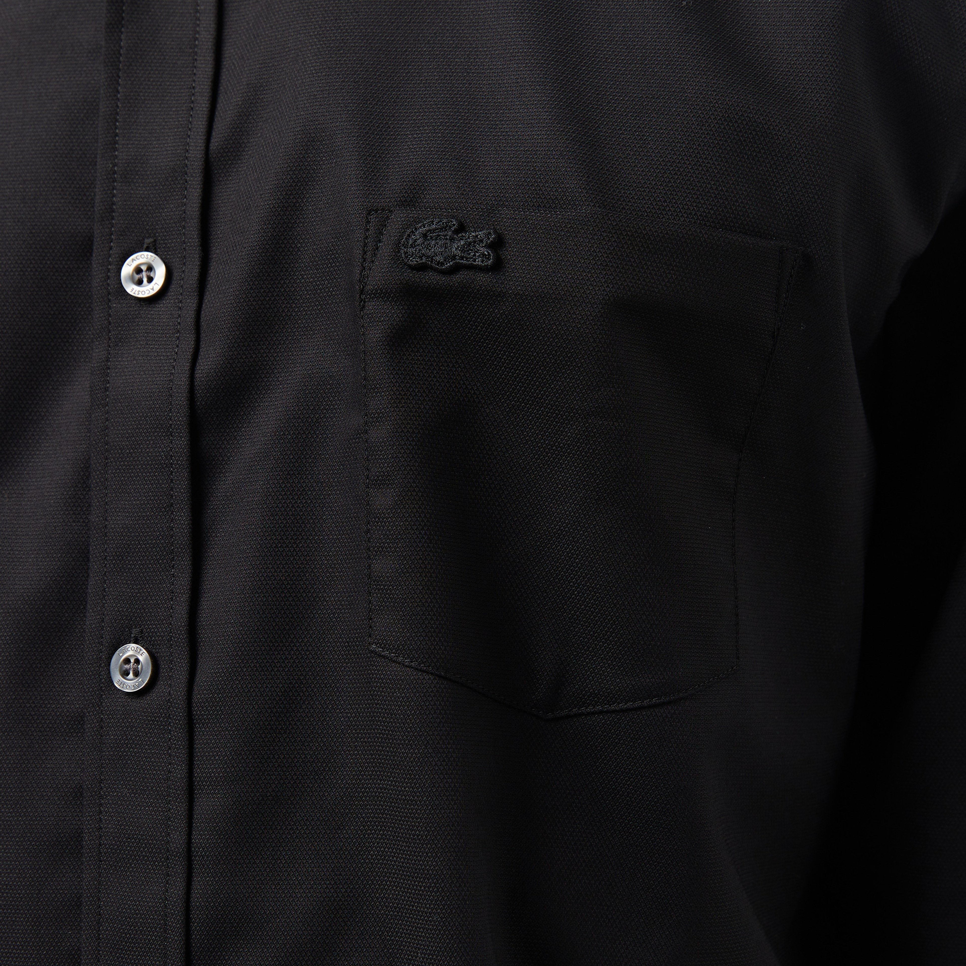 Erkek Regular Fit Düğmeli Yaka Siyah Gömlek