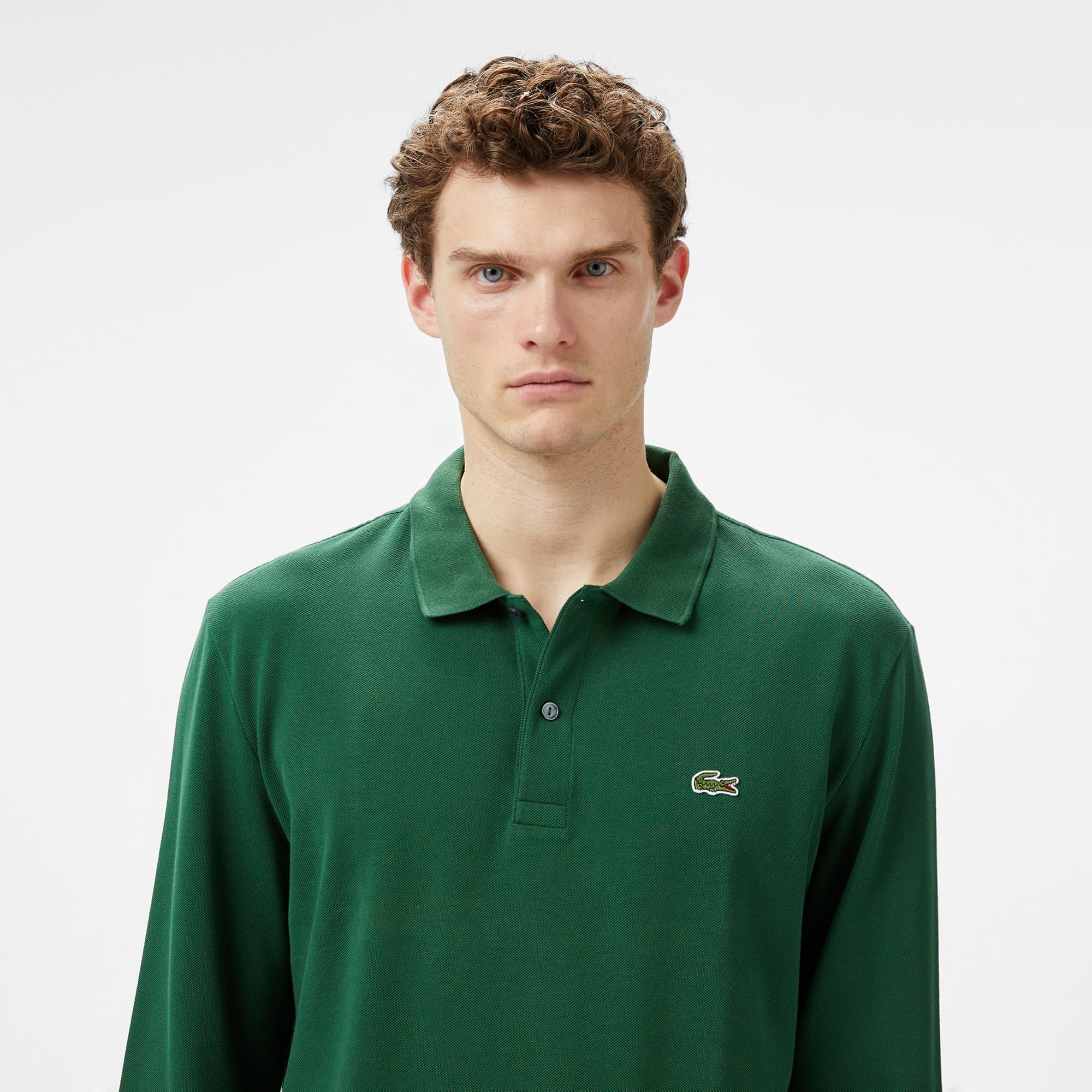 L.12.12 Erkek Slim Fit Uzun Kollu Yeşil Polo