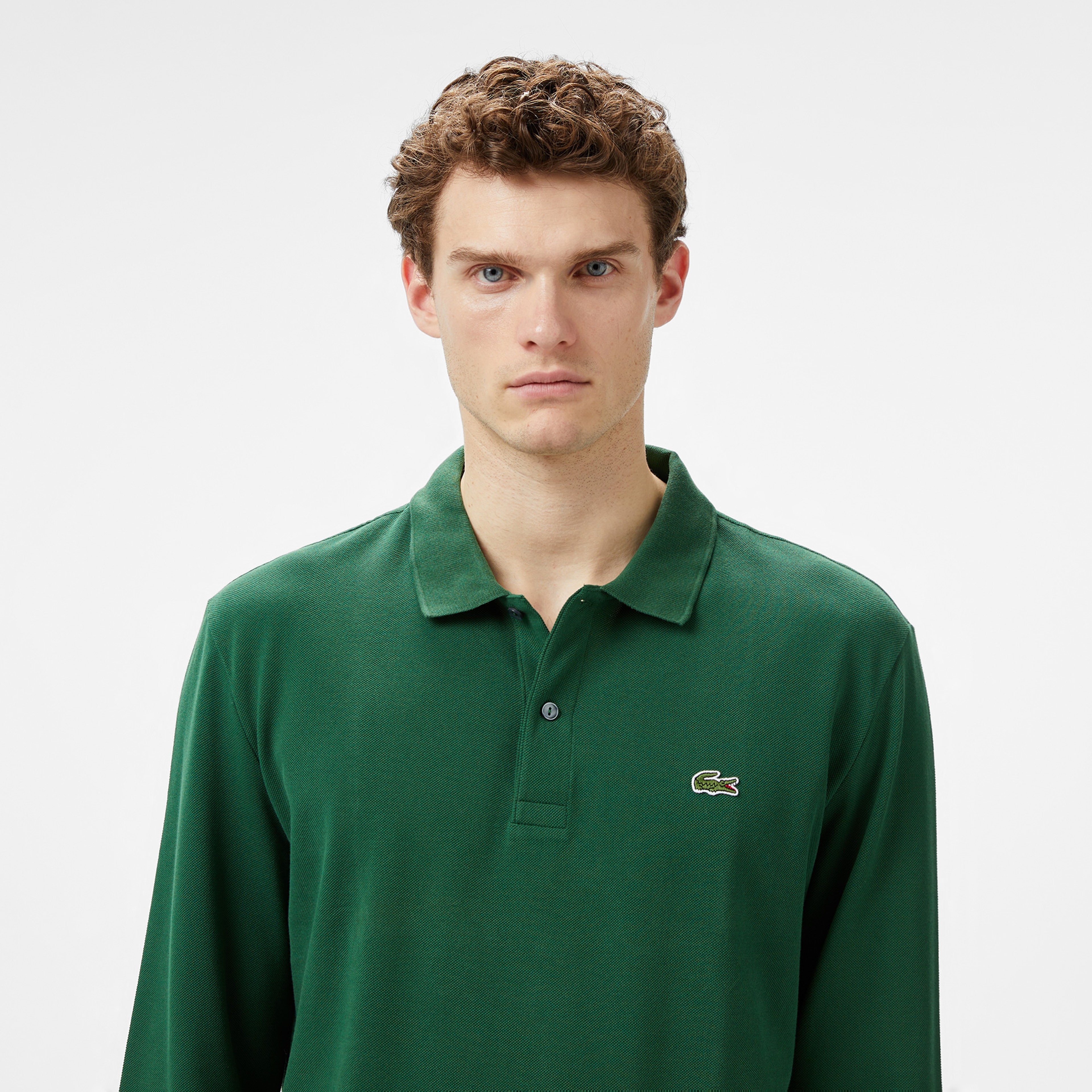 L.12.12 Erkek Slim Fit Uzun Kollu Yeşil Polo