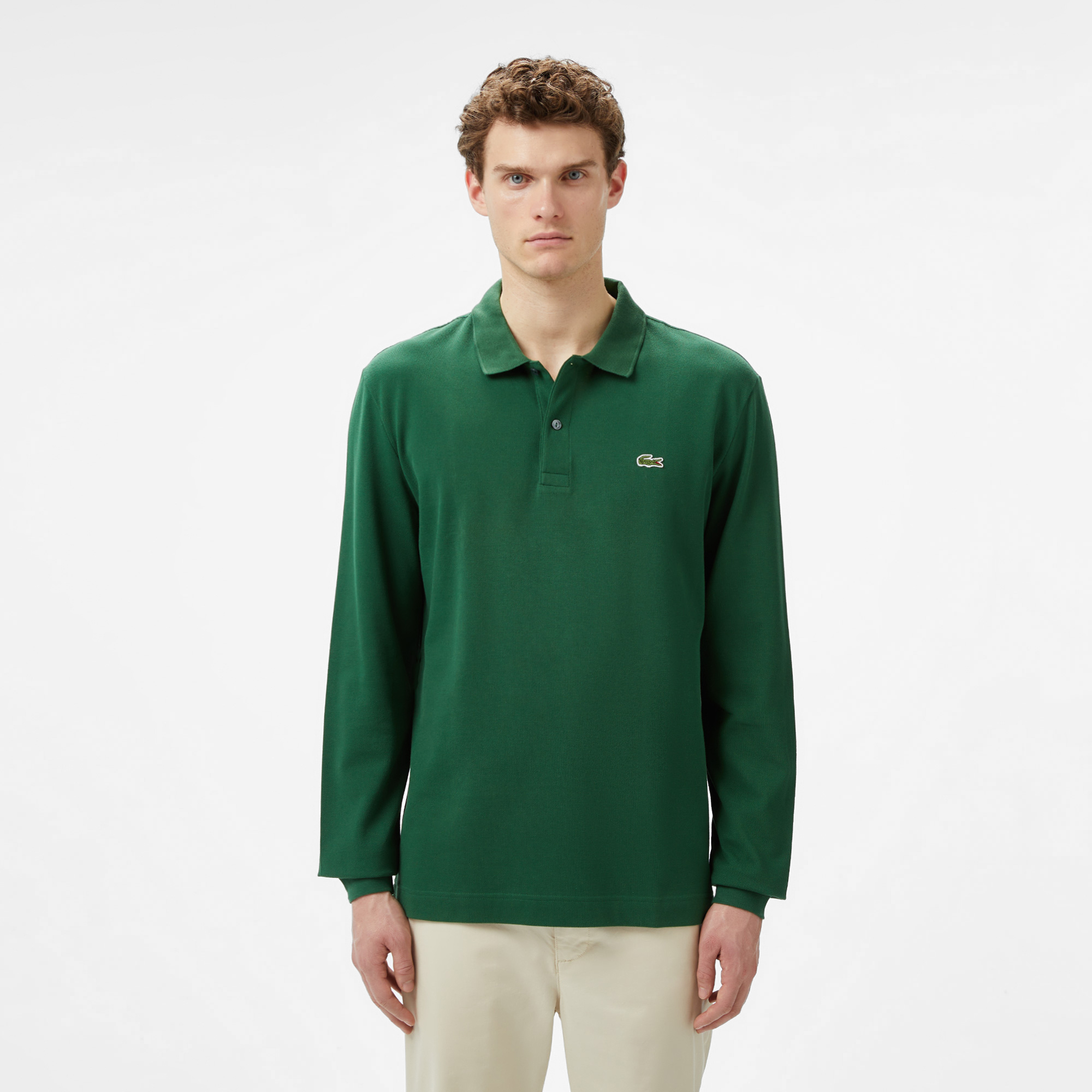 L.12.12 Erkek Slim Fit Uzun Kollu Yeşil Polo PH4013-132 | Lacoste