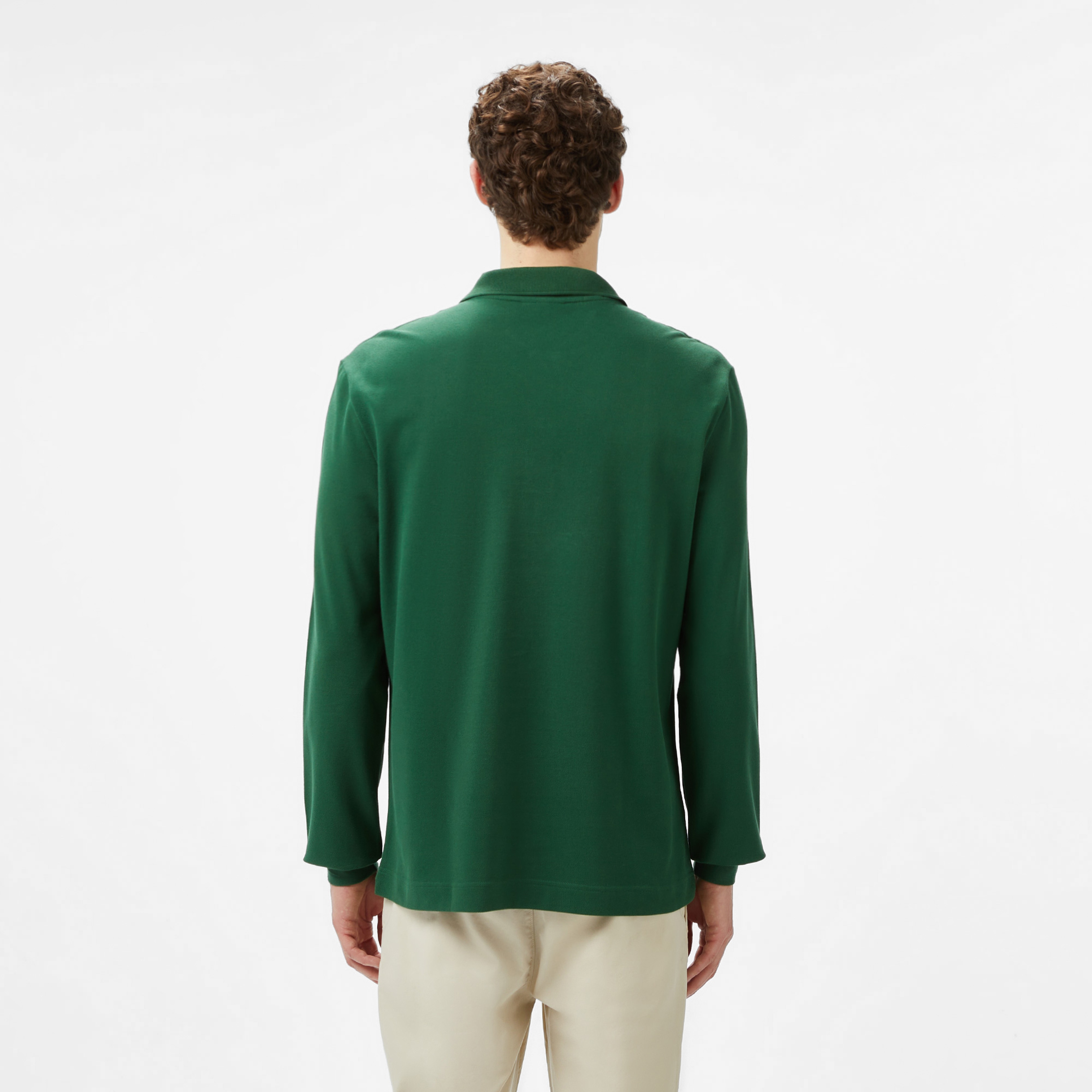 L.12.12 Erkek Slim Fit Uzun Kollu Yeşil Polo