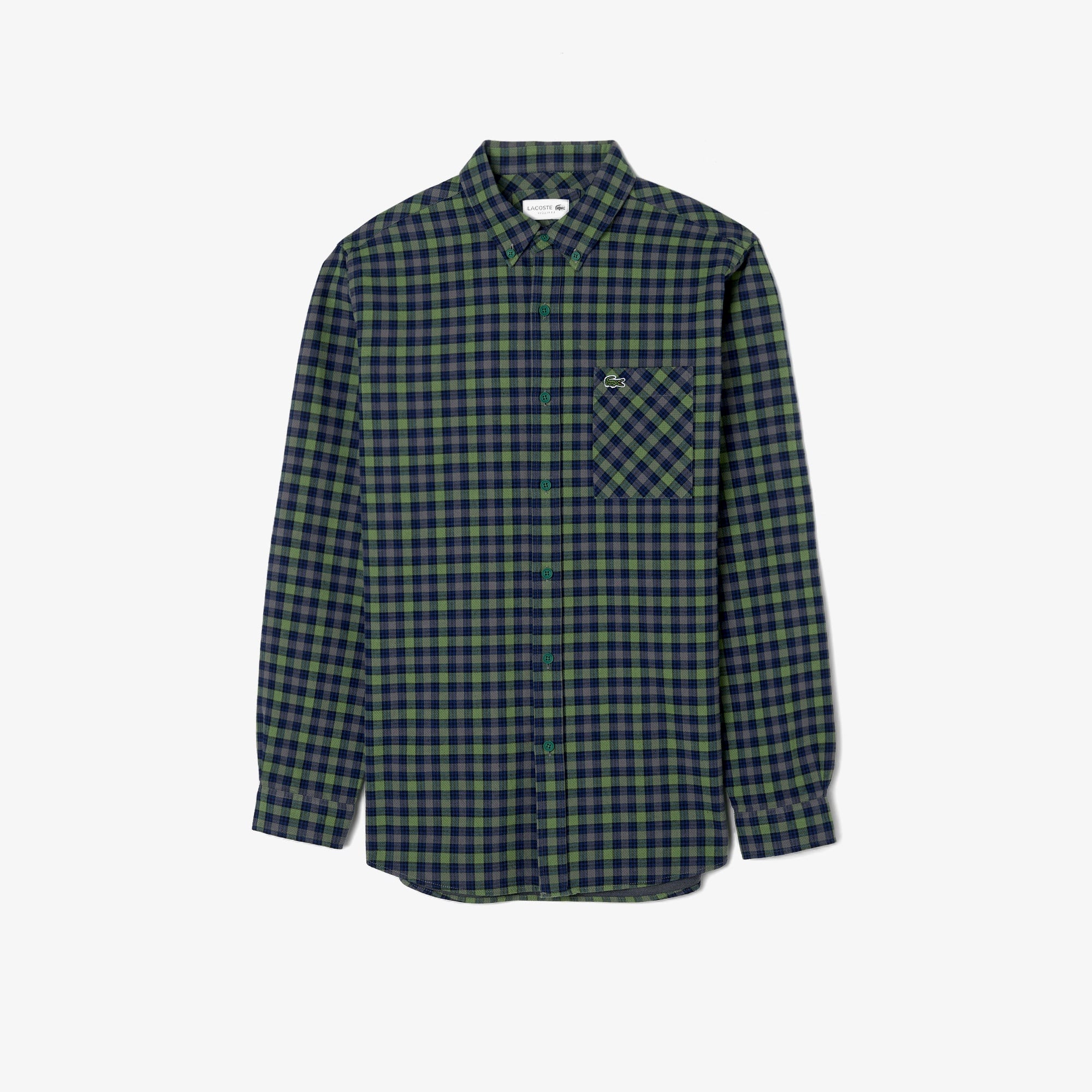 Erkek Regular Fit Ekose Koyu Yeşil Gömlek