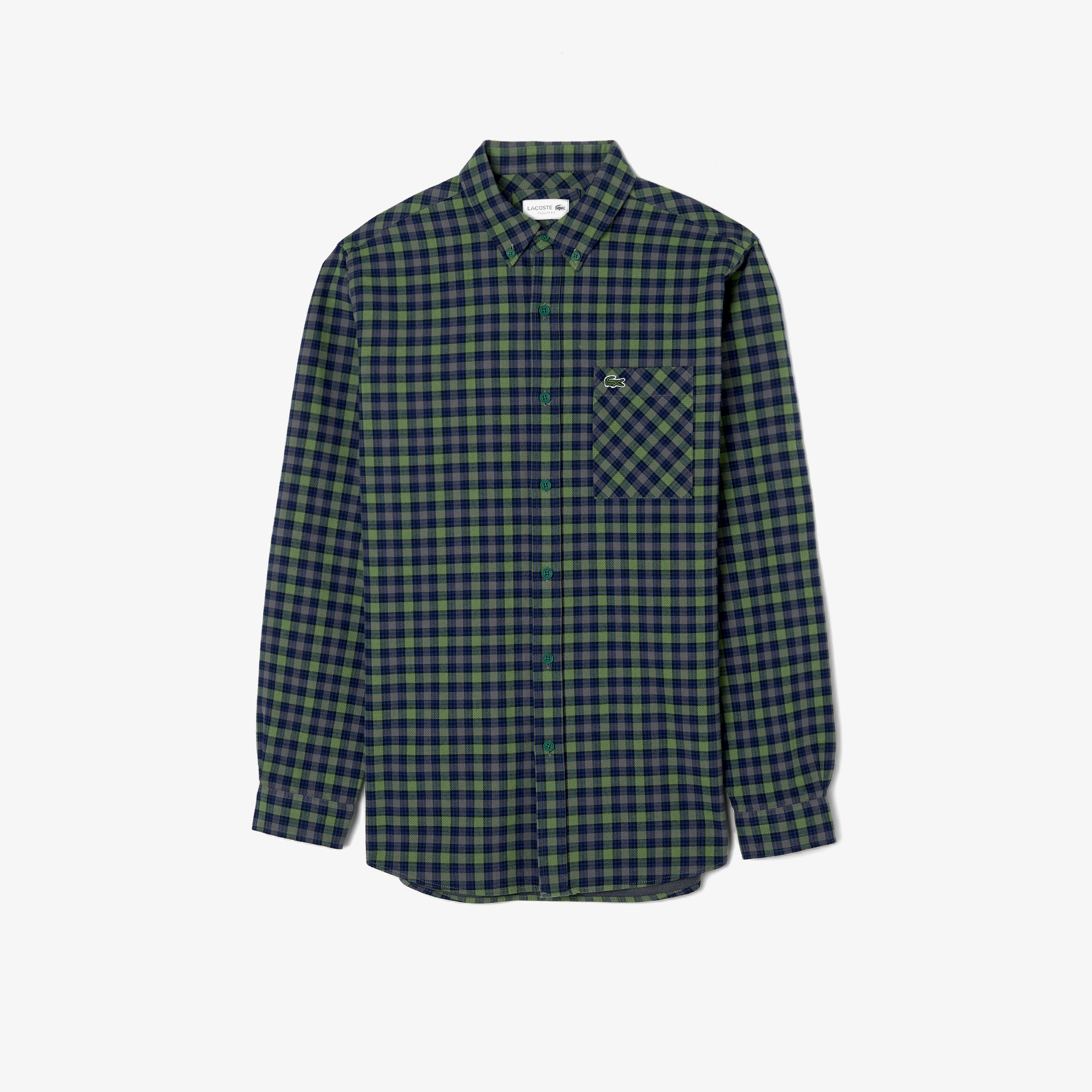 Erkek Regular Fit Ekose Koyu Yeşil Gömlek