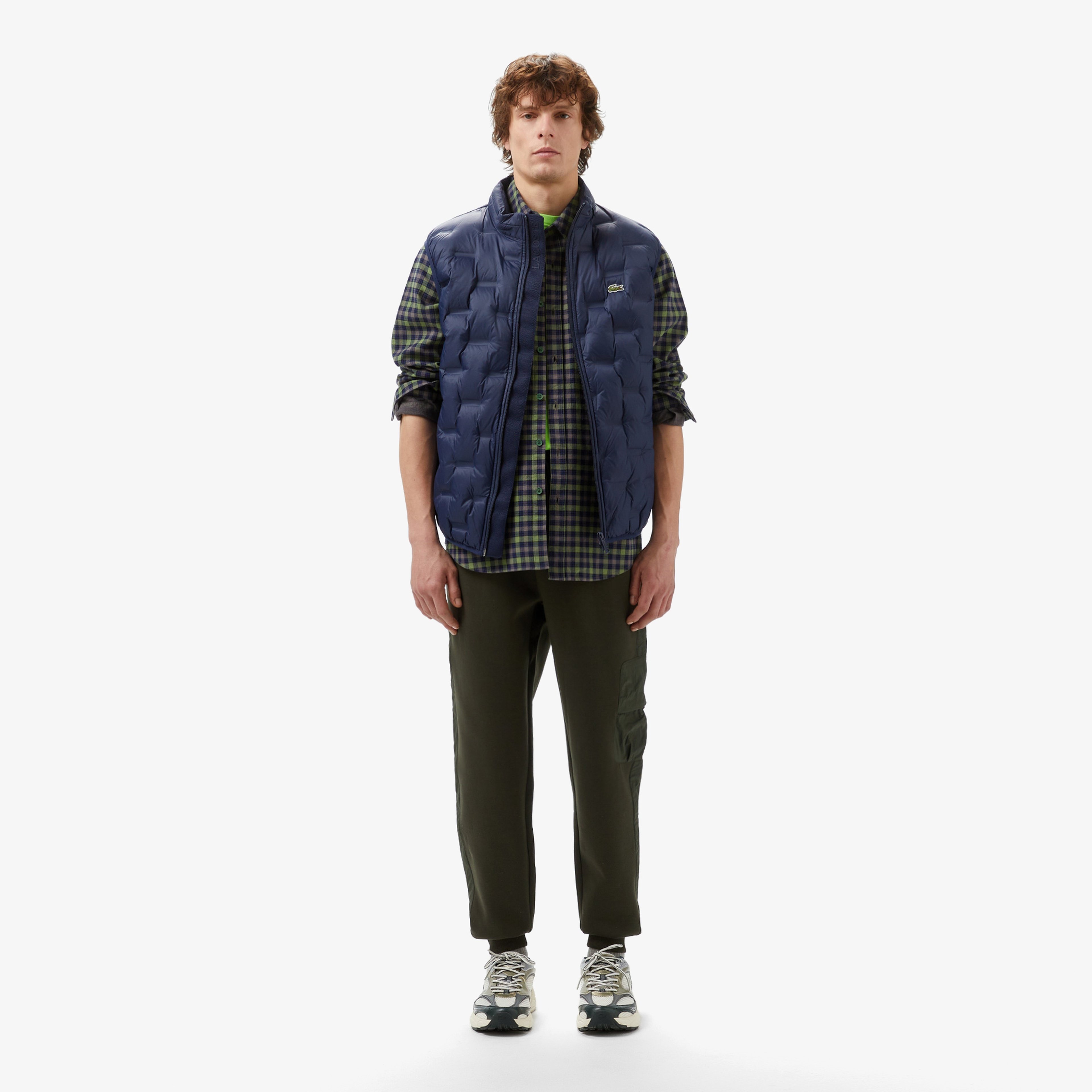 Erkek Regular Fit Ekose Koyu Yeşil Gömlek