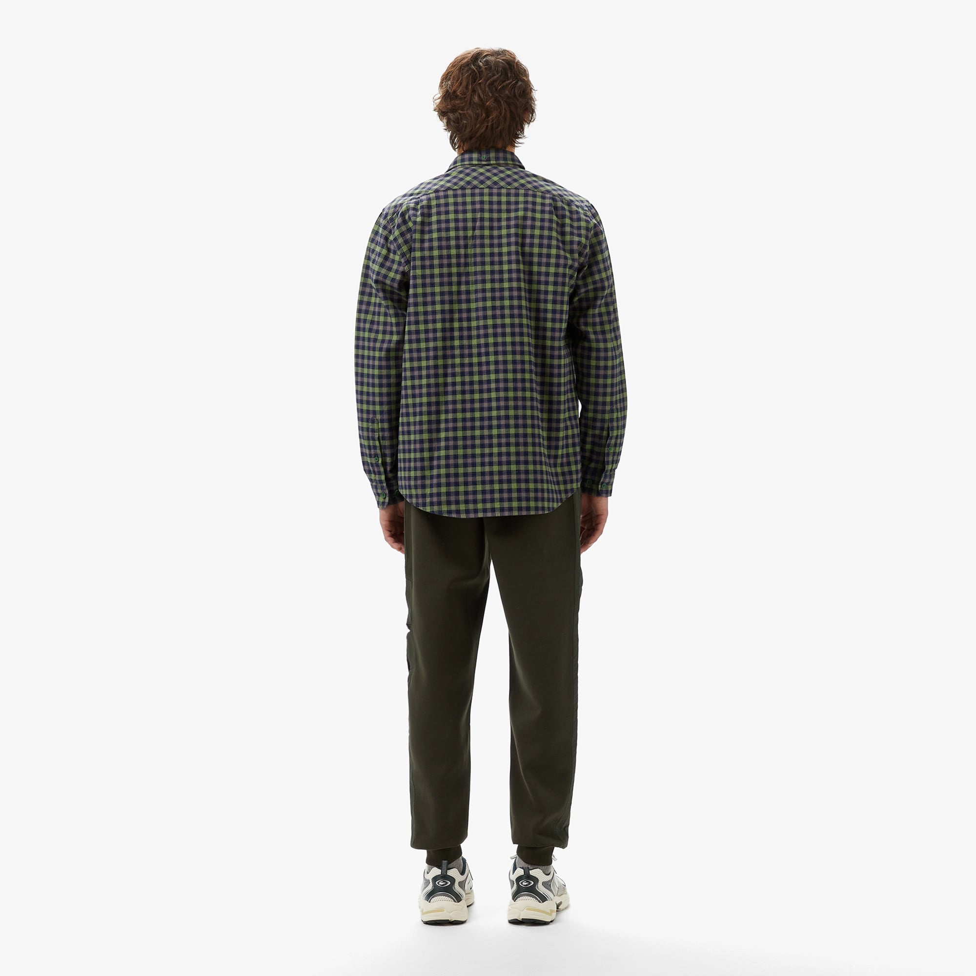 Erkek Regular Fit Ekose Koyu Yeşil Gömlek