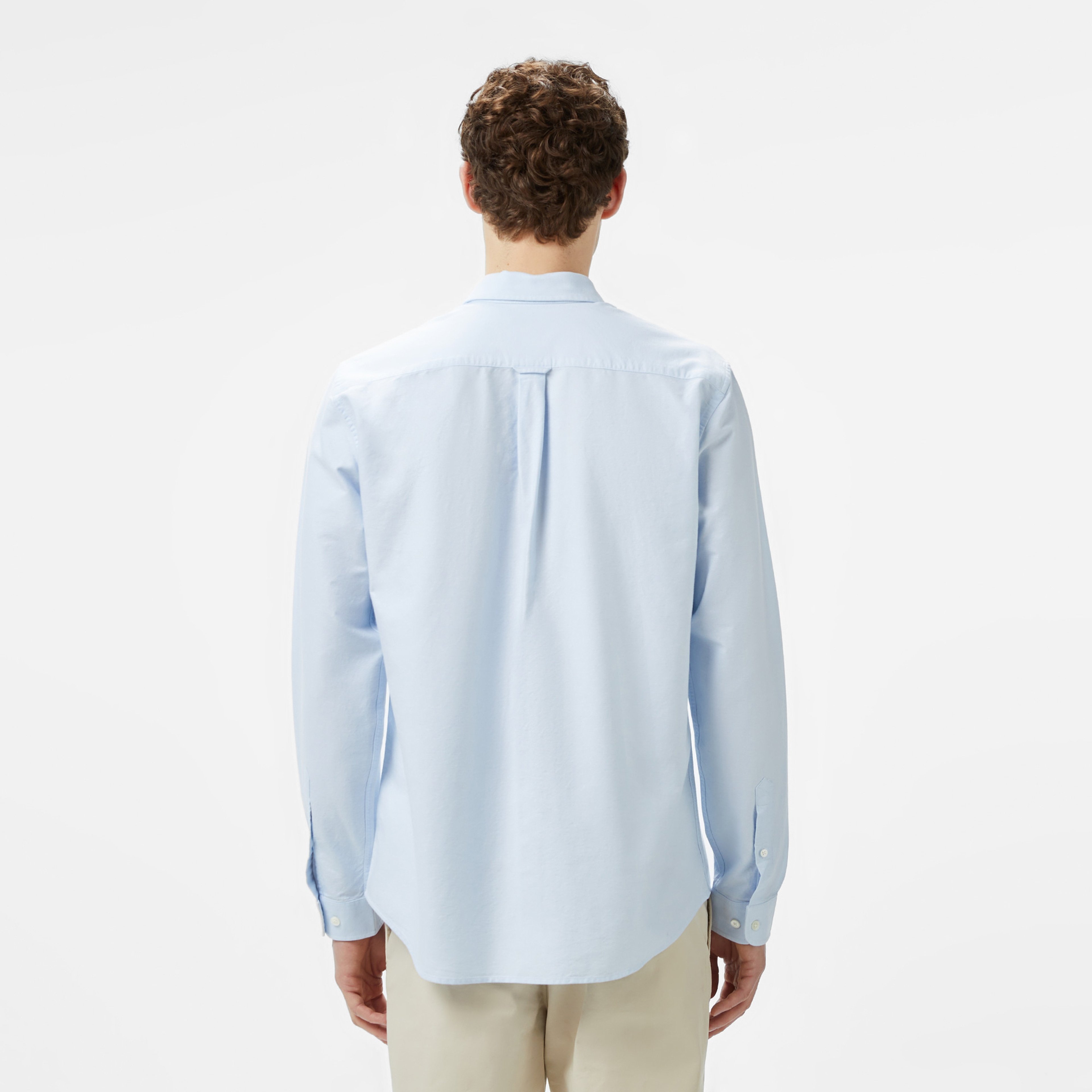Erkek Regular Fit Düğmeli Yaka Organik Pamuk Mavi Gömlek