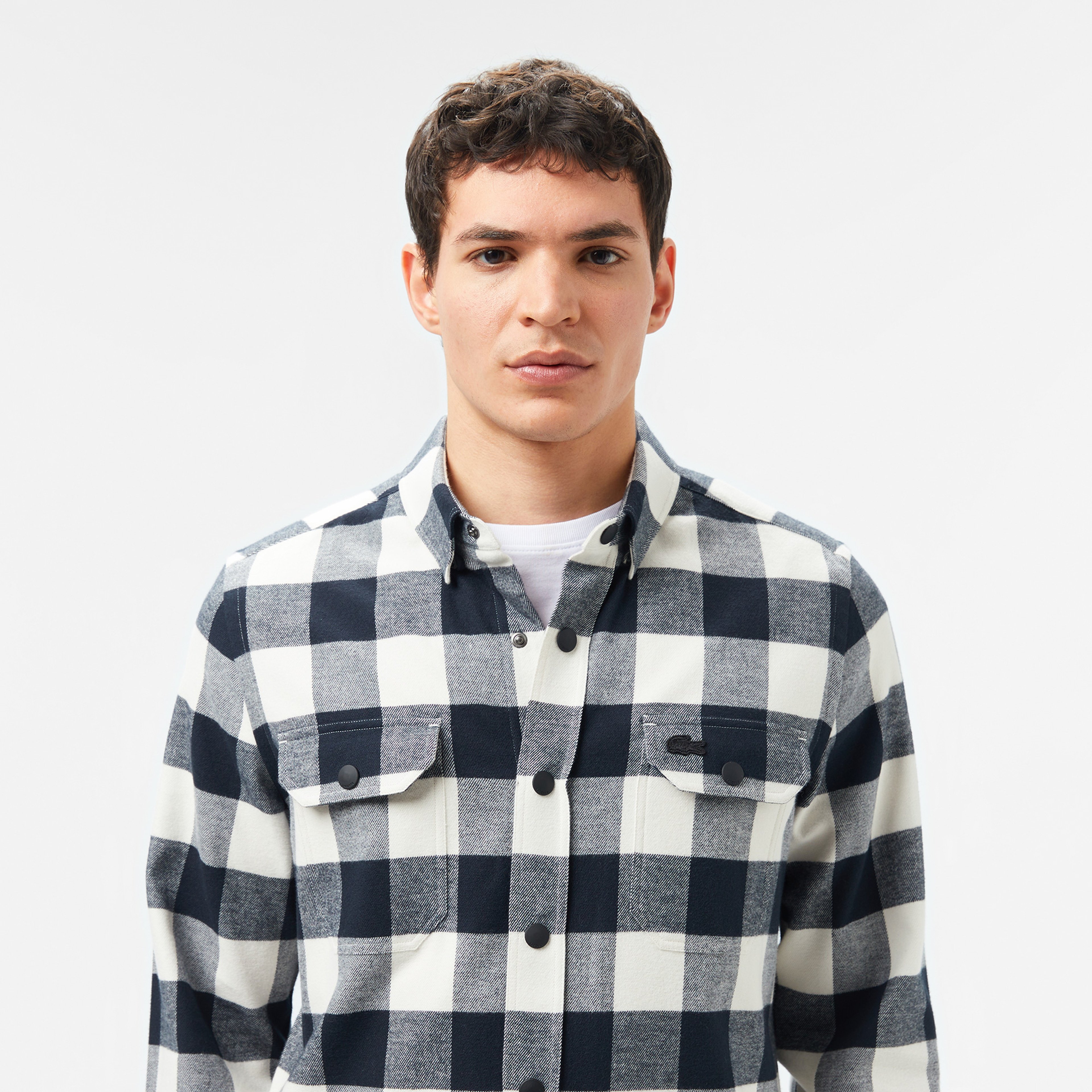 Erkek Slim Fit Ekose Siyah Gömlek