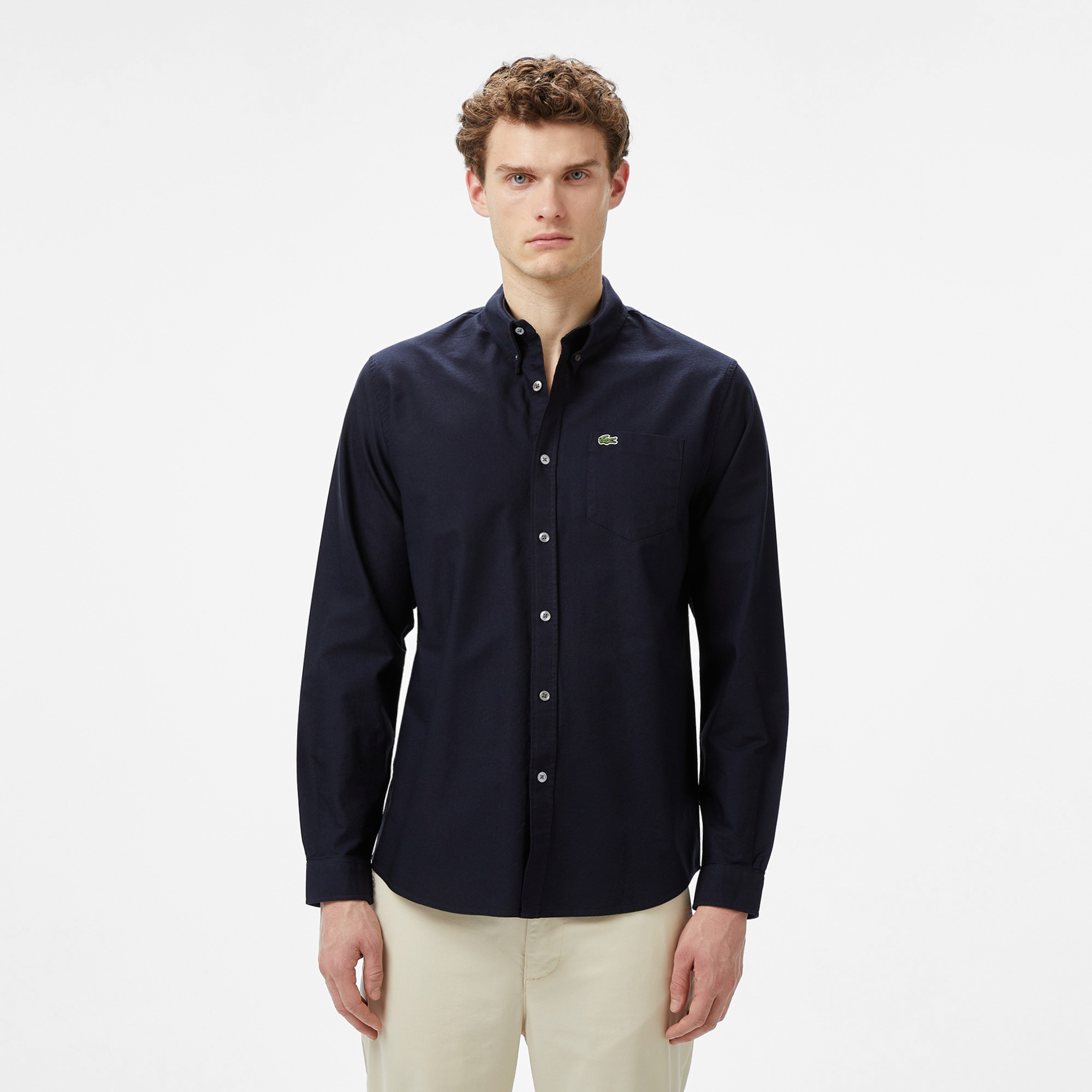 Erkek Regular Fit Düğmeli Yaka Lacivert Gömlek Erkek Regular Fit Düğmeli Yaka Lacivert Gömlek