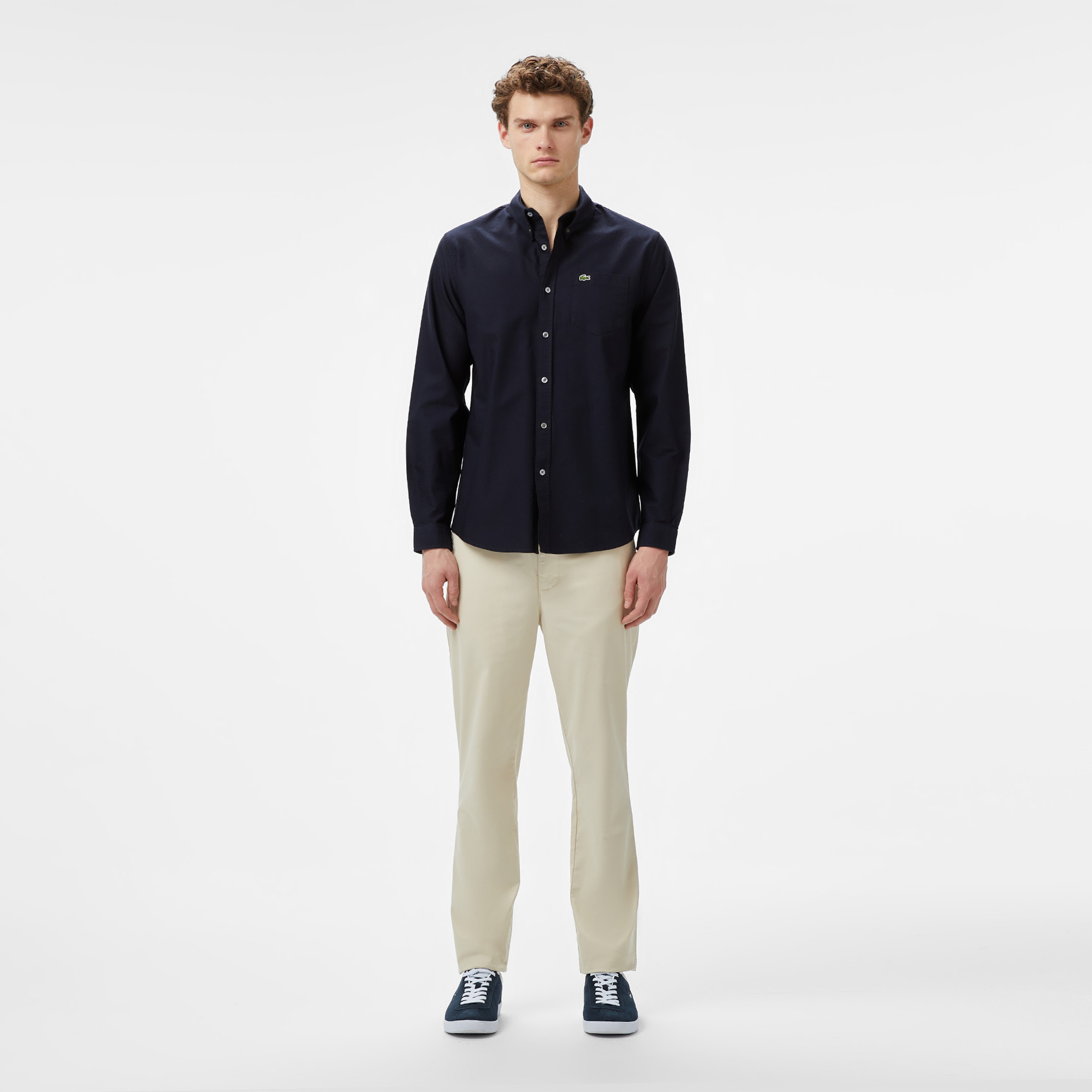 Erkek Regular Fit Düğmeli Yaka Lacivert Gömlek Erkek Regular Fit Düğmeli Yaka Lacivert Gömlek