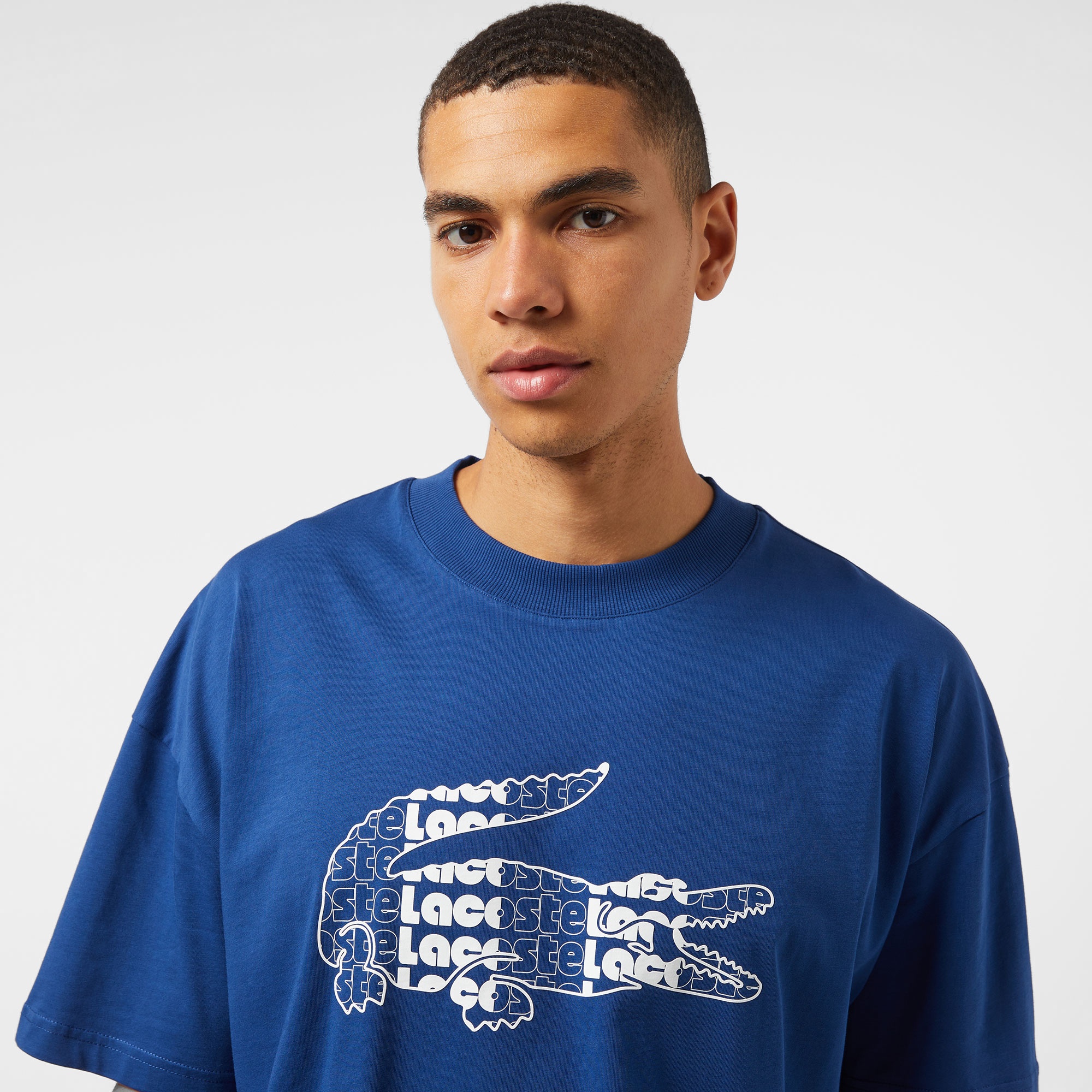 Lacoste Erkek Relaxed Fit Bisiklet Yaka Baskılı Lacivert T-Shirt