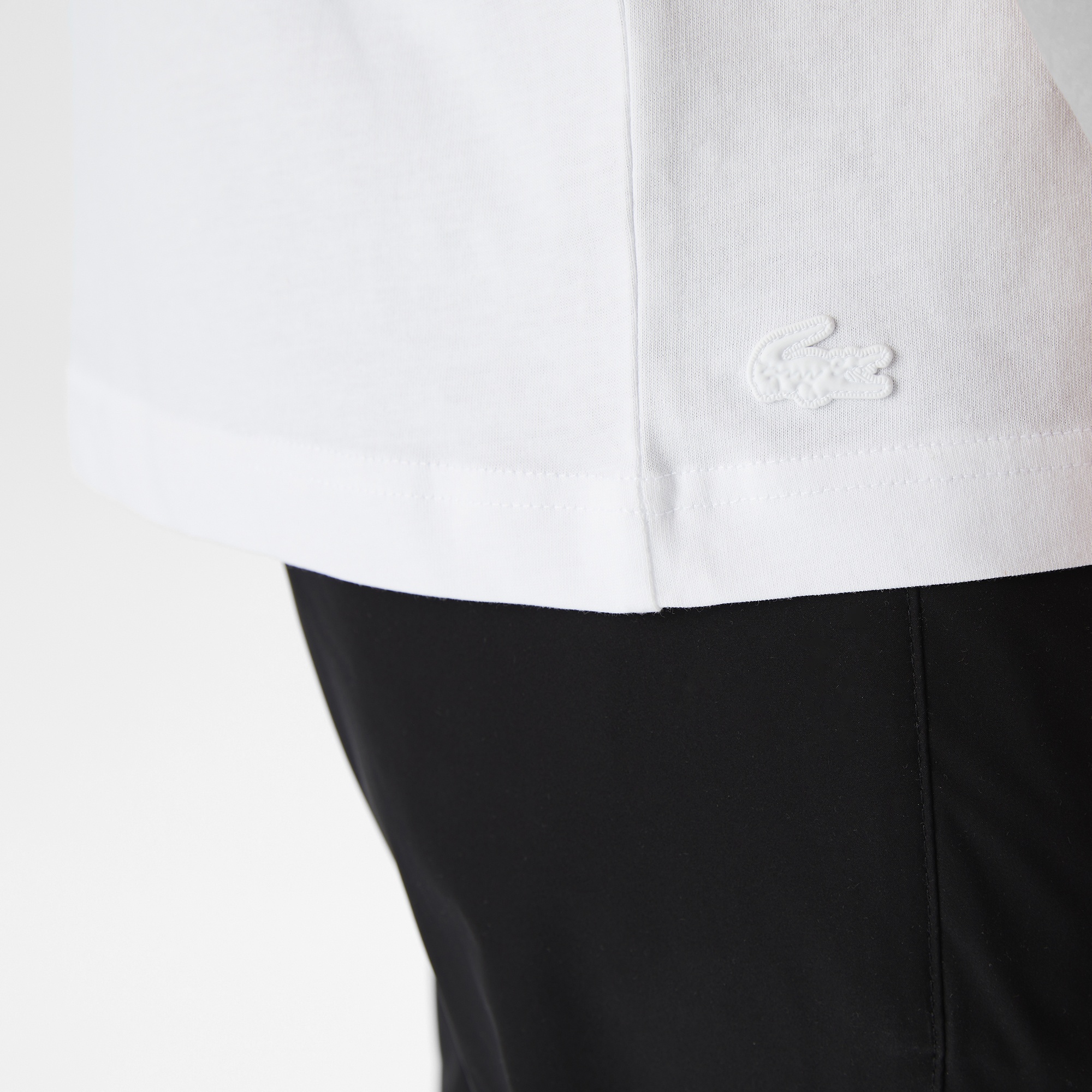 Lacoste Erkek Relaxed Fit Bisiklet Yaka Baskılı Beyaz T-Shirt