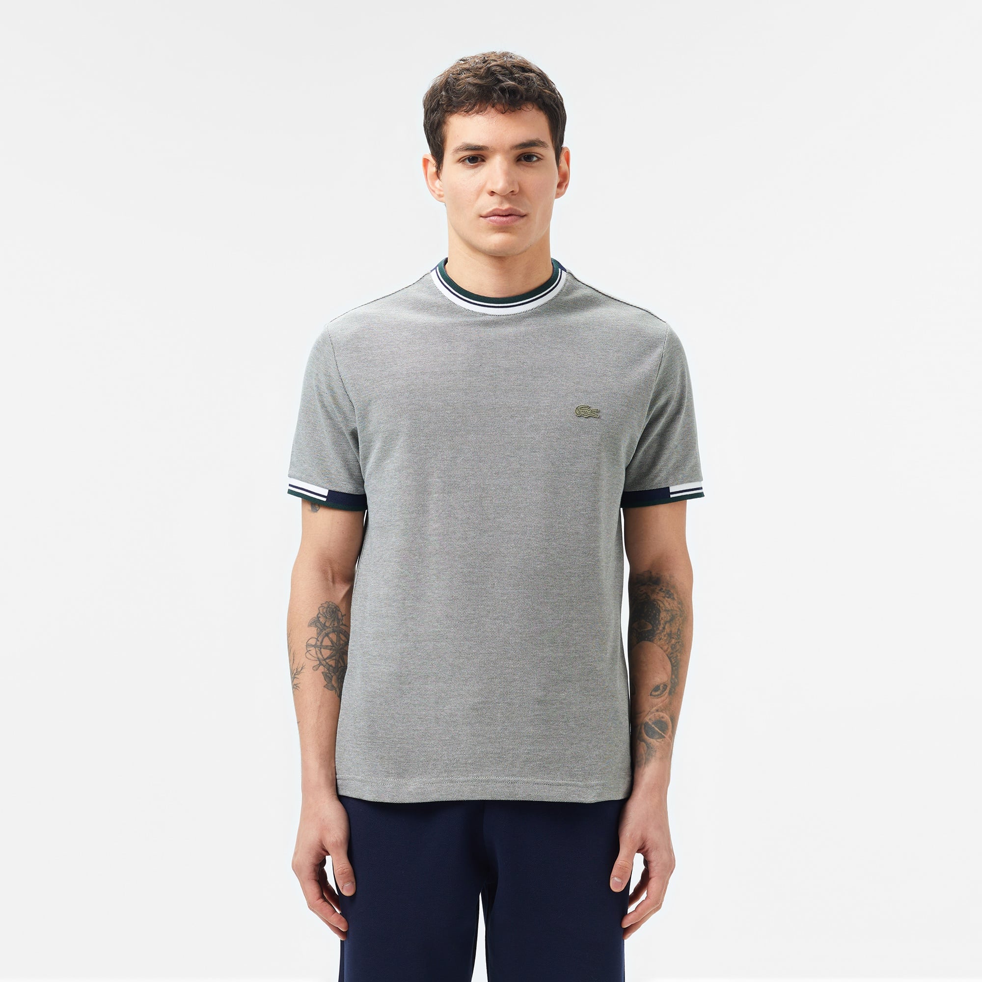 Lacoste Erkek Regular Fit Bisiklet Yaka Gri T-Shirt