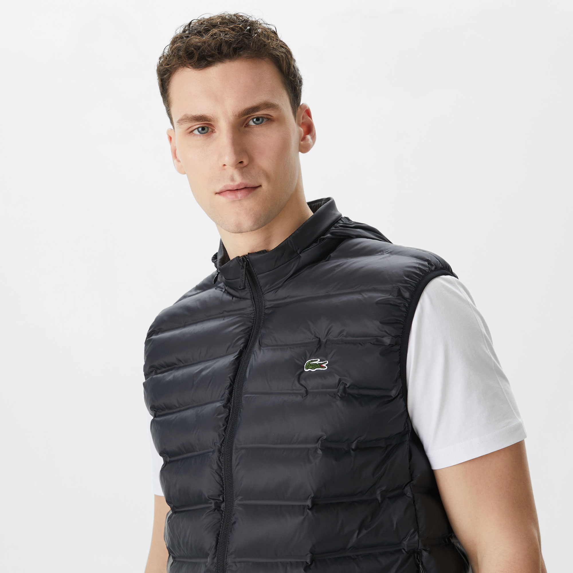 Lacoste Erkek Slim Fit Kapüşonlu Siyah Yelek