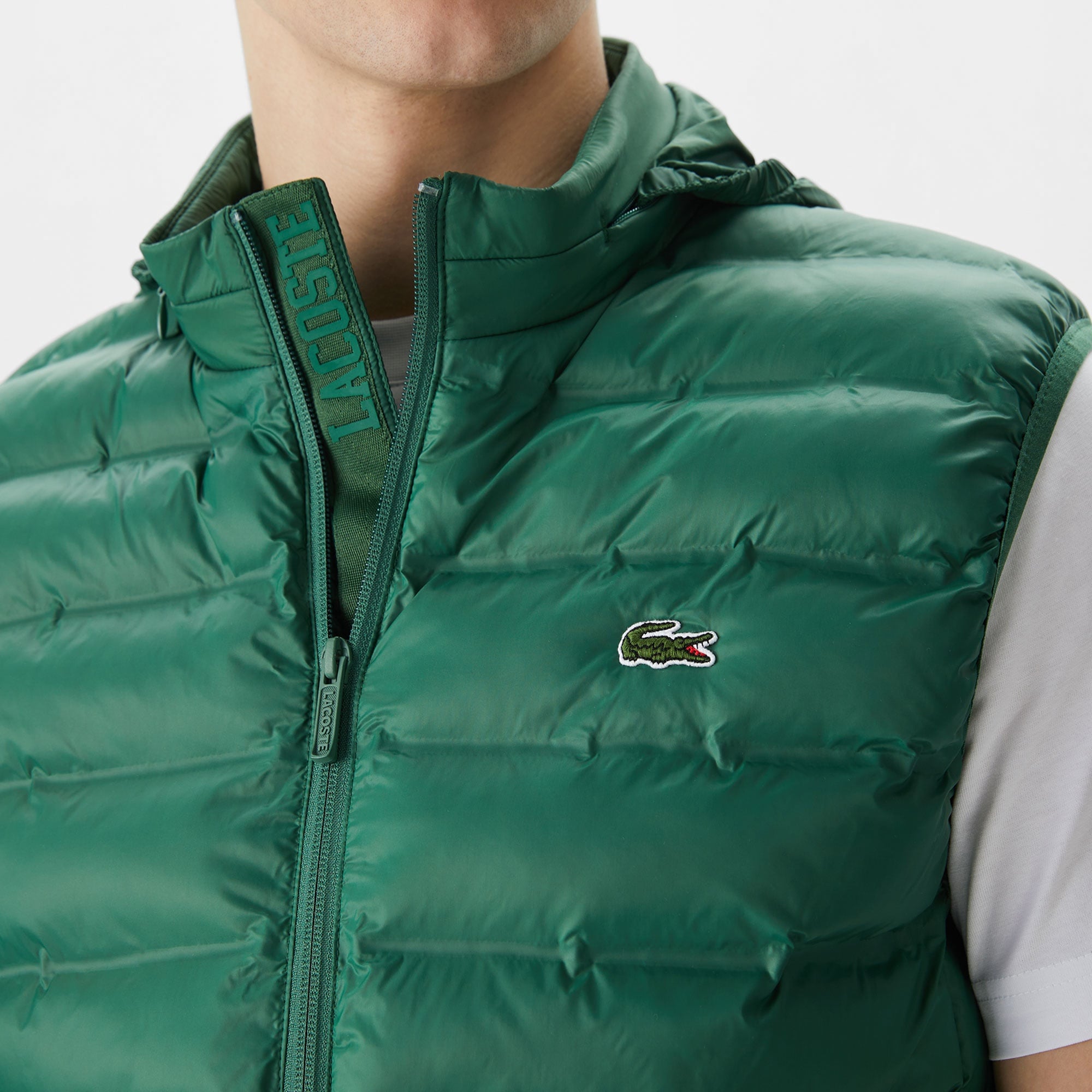 Lacoste Erkek Slim Fit Kapüşonlu Yeşil Yelek