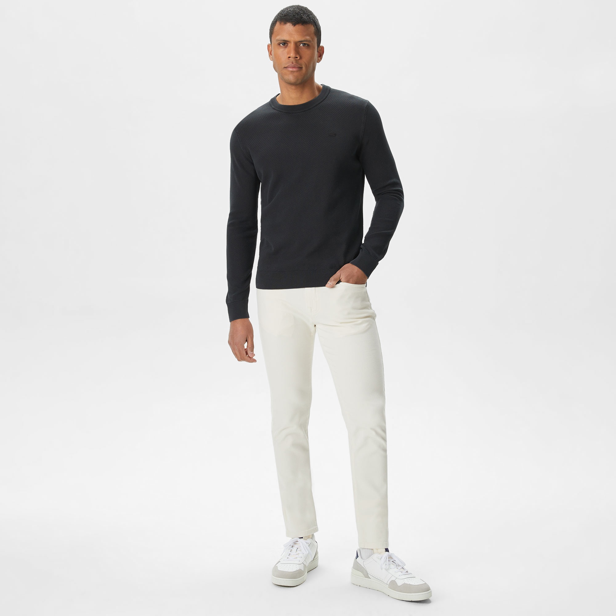 Lacoste Erkek Regular Fit Bisiklet Yaka Siyah Kazak