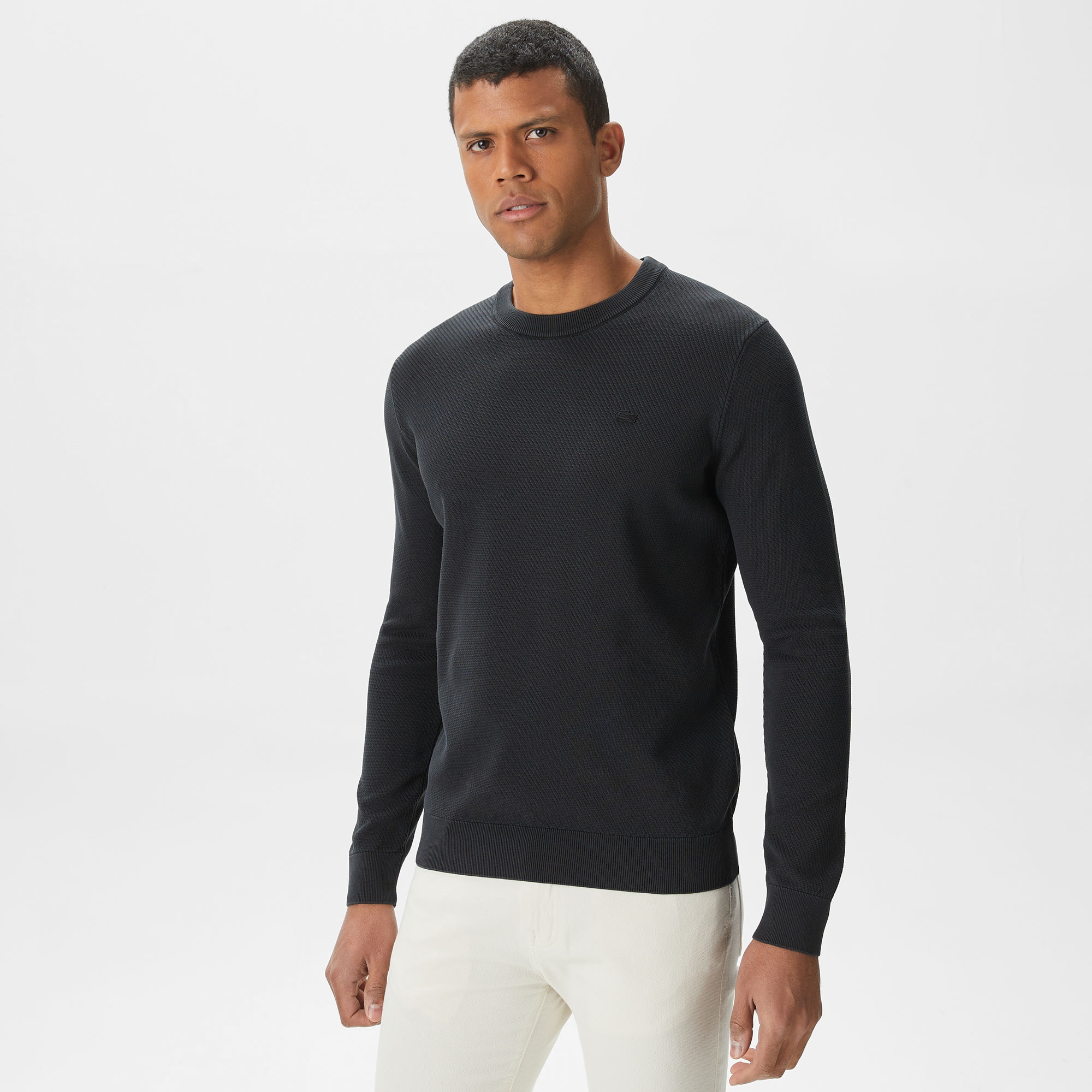 Lacoste Erkek Regular Fit Bisiklet Yaka Siyah Kazak