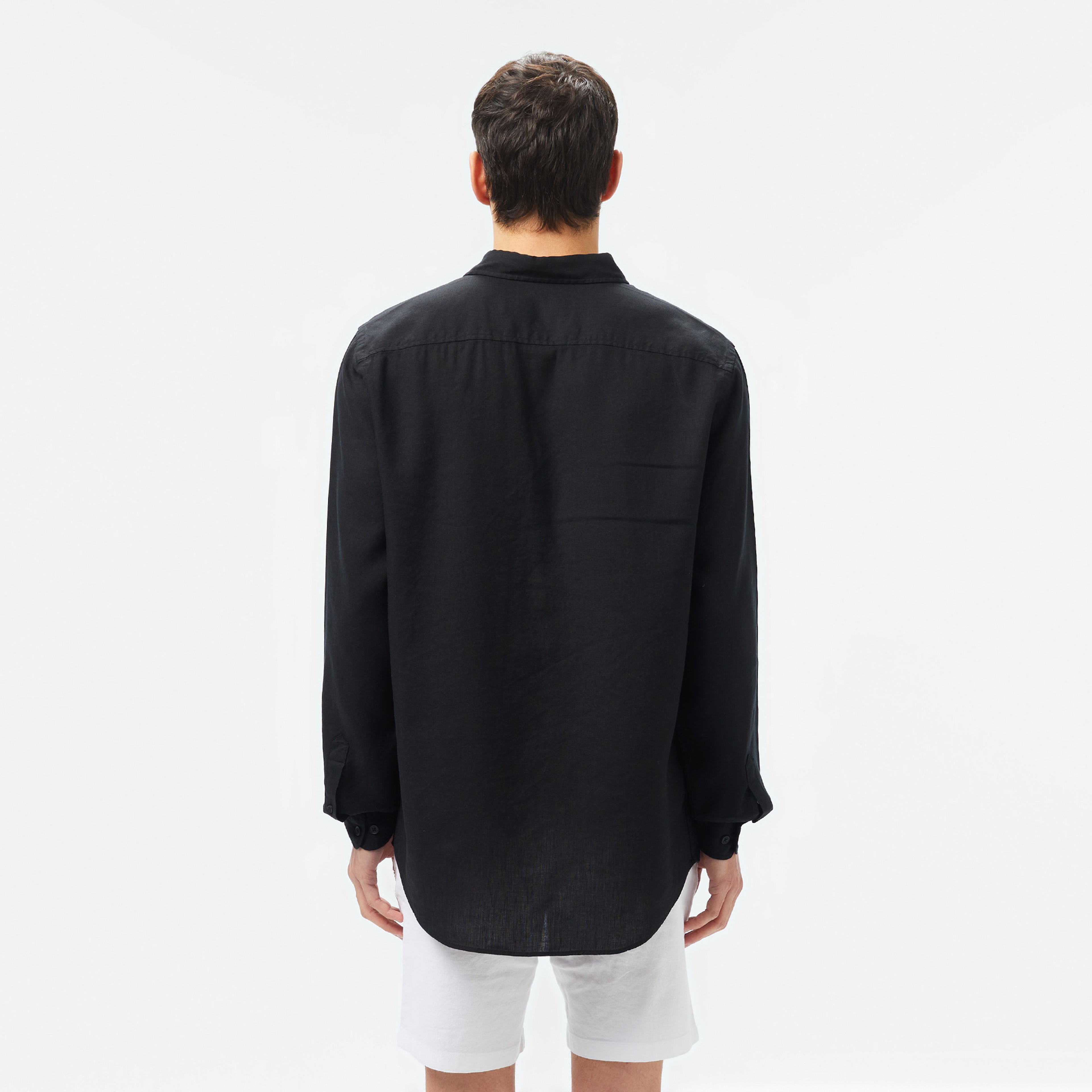 Erkek Regular Fit Keten Siyah Gömlek Erkek Regular Fit Keten Siyah Gömlek