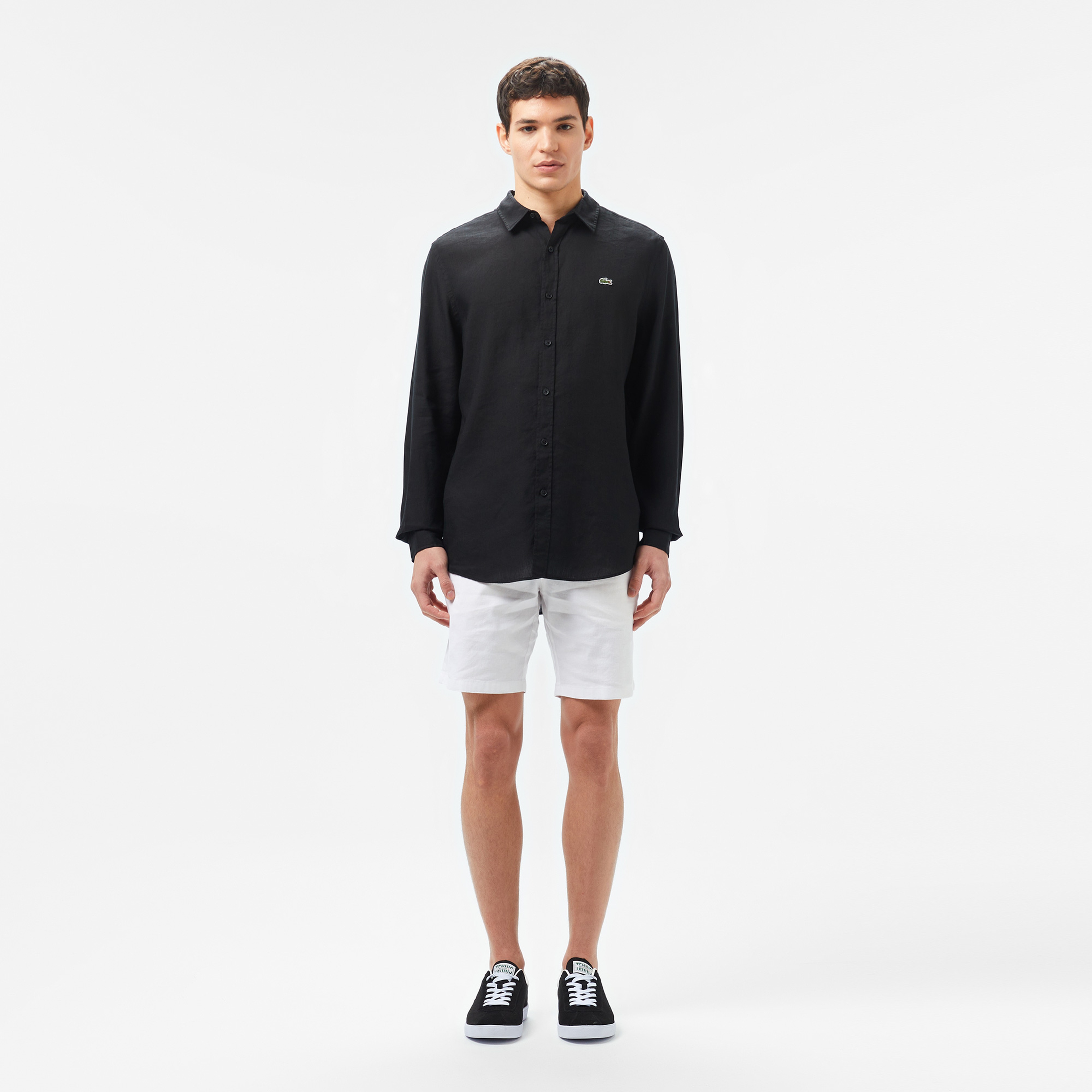 Erkek Regular Fit Keten Siyah Gömlek Erkek Regular Fit Keten Siyah Gömlek