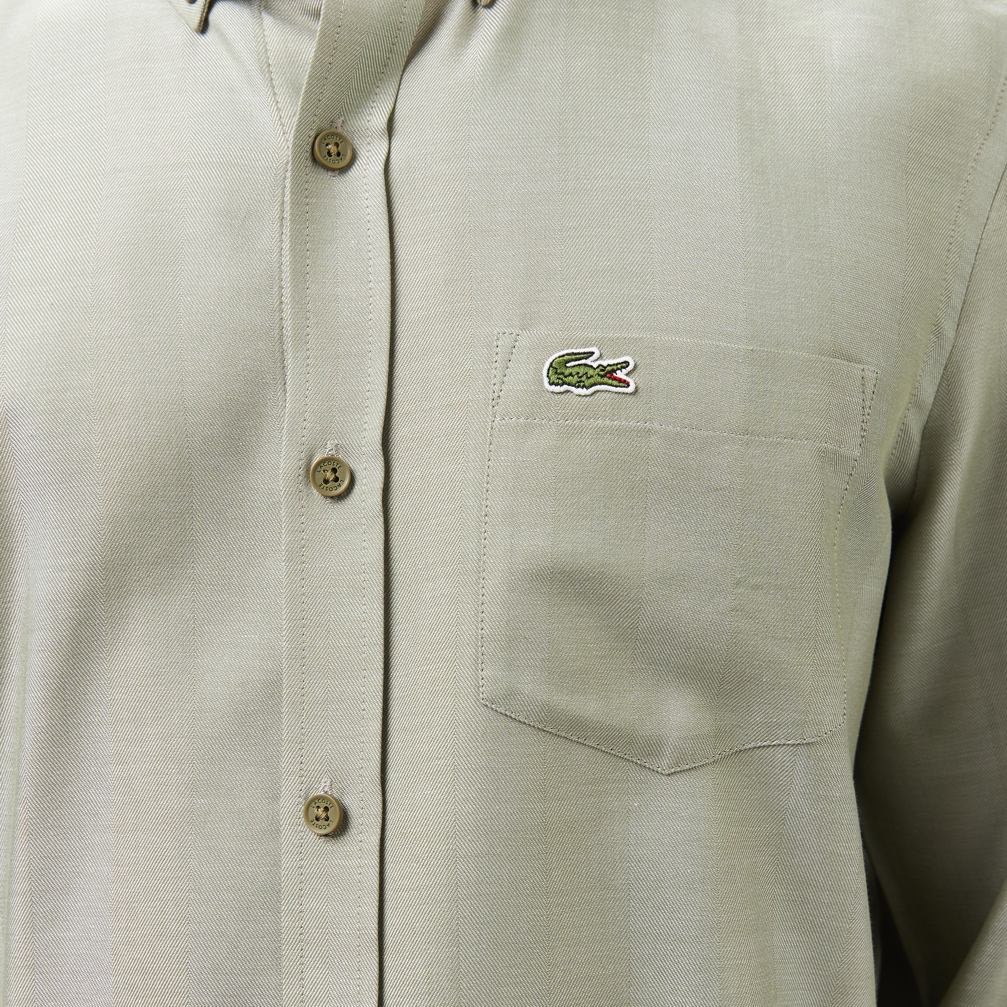 Lacoste Erkek Slim Fit Düğmeli Yaka Haki Gömlek