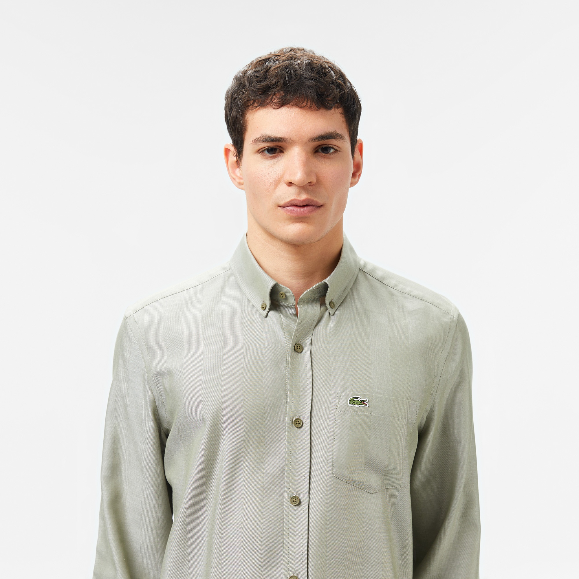 Lacoste Erkek Slim Fit Düğmeli Yaka Haki Gömlek