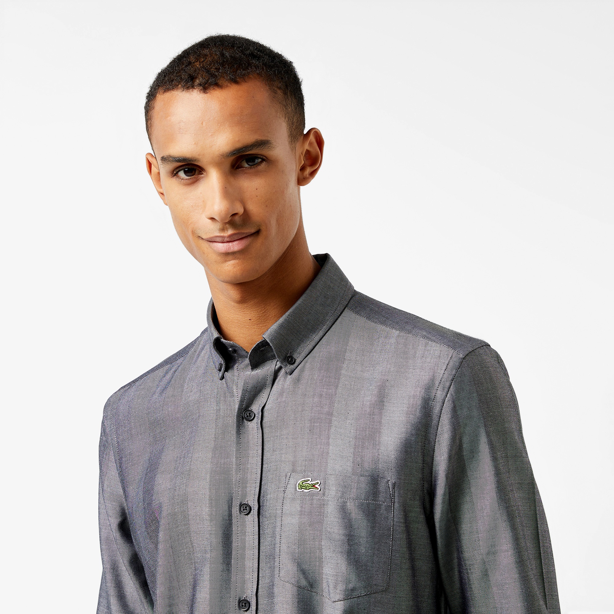 Lacoste Erkek Slim Fit Düğmeli Yaka Gri Gömlek