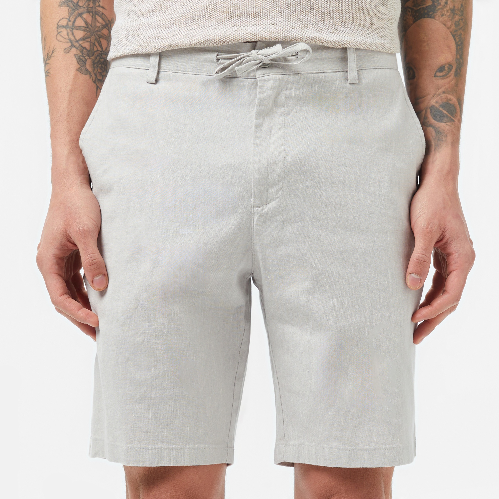 Lacoste Erkek Regular Fit Keten Gri Bermuda Şort