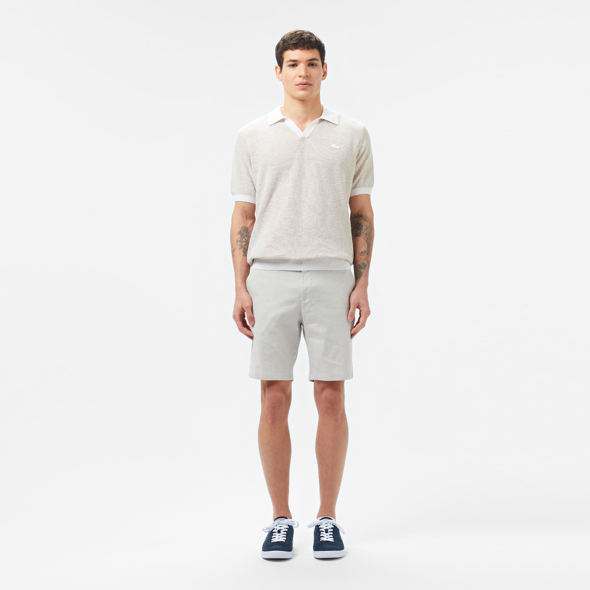 Lacoste Erkek Regular Fit Keten Gri Bermuda Şort