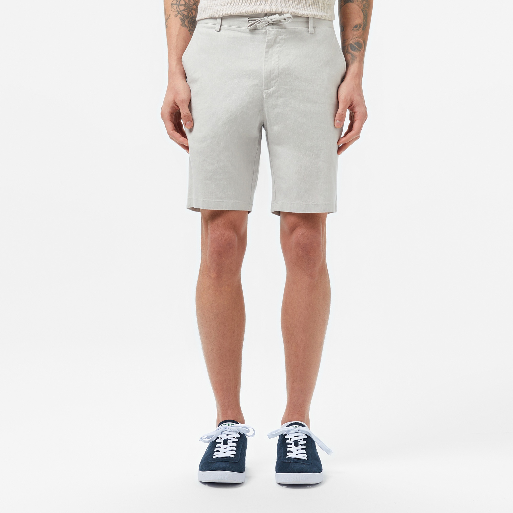 Lacoste Erkek Regular Fit Keten Gri Bermuda Şort