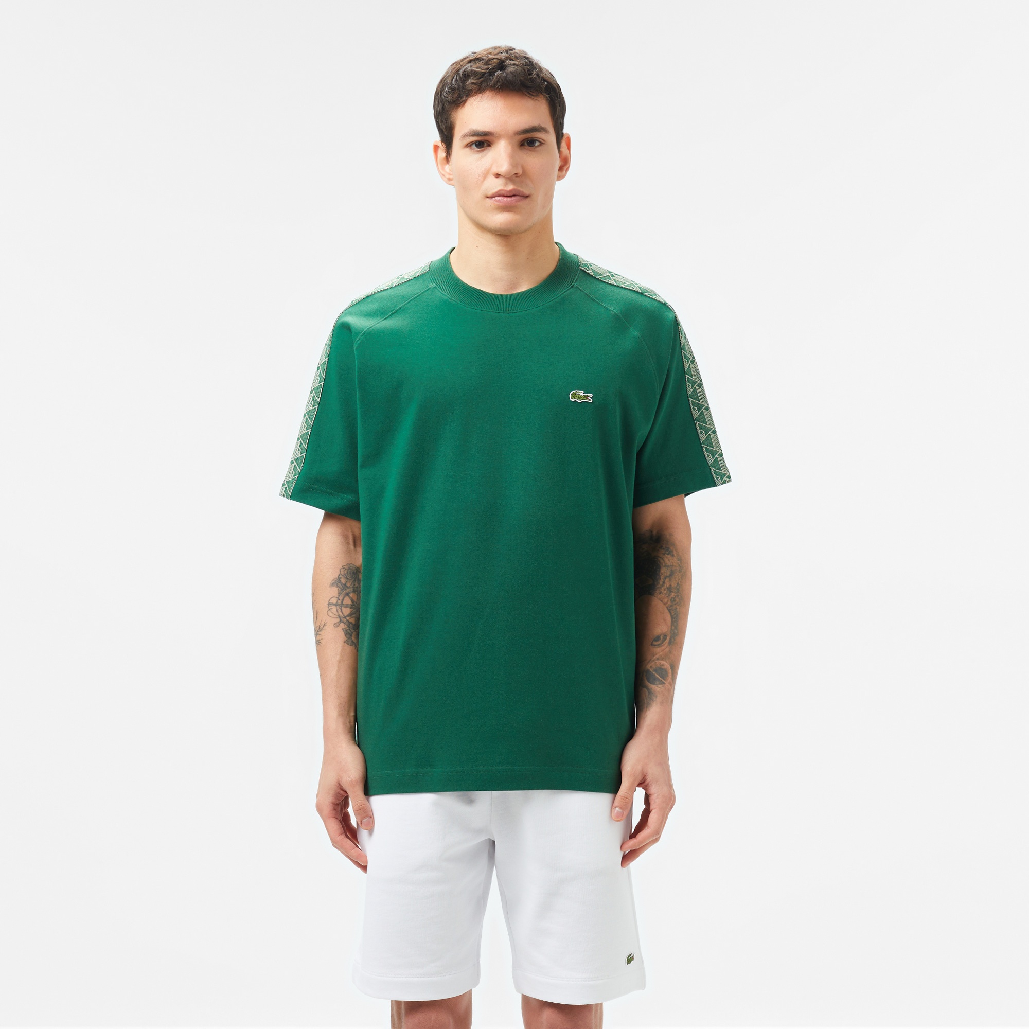 Lacoste Erkek Oversize Fit Bisiklet Yaka Baskılı Koyu Yeşil T-Shirt