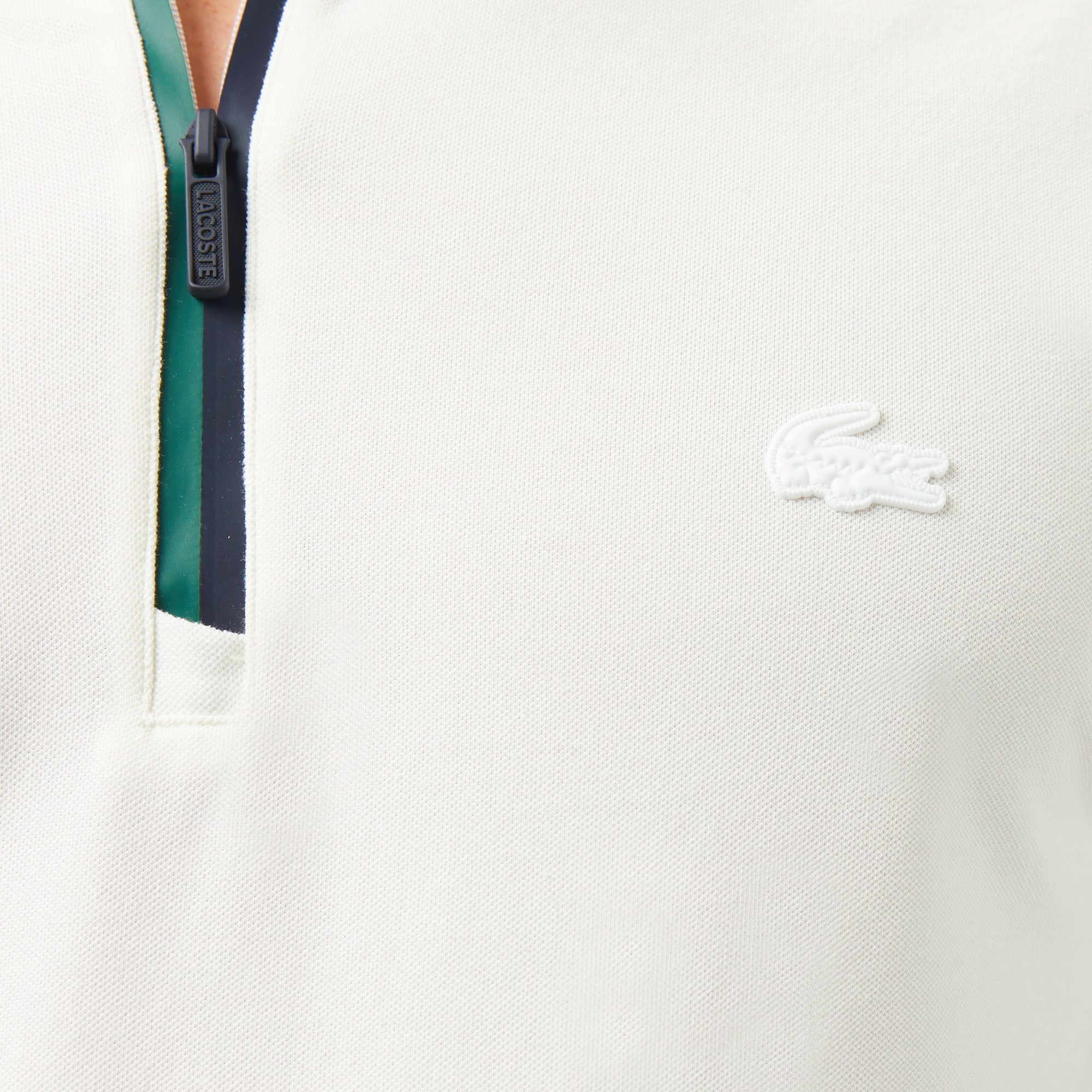 Lacoste Erkek Slim Fit Yarım Fermuarlı Beyaz Polo
