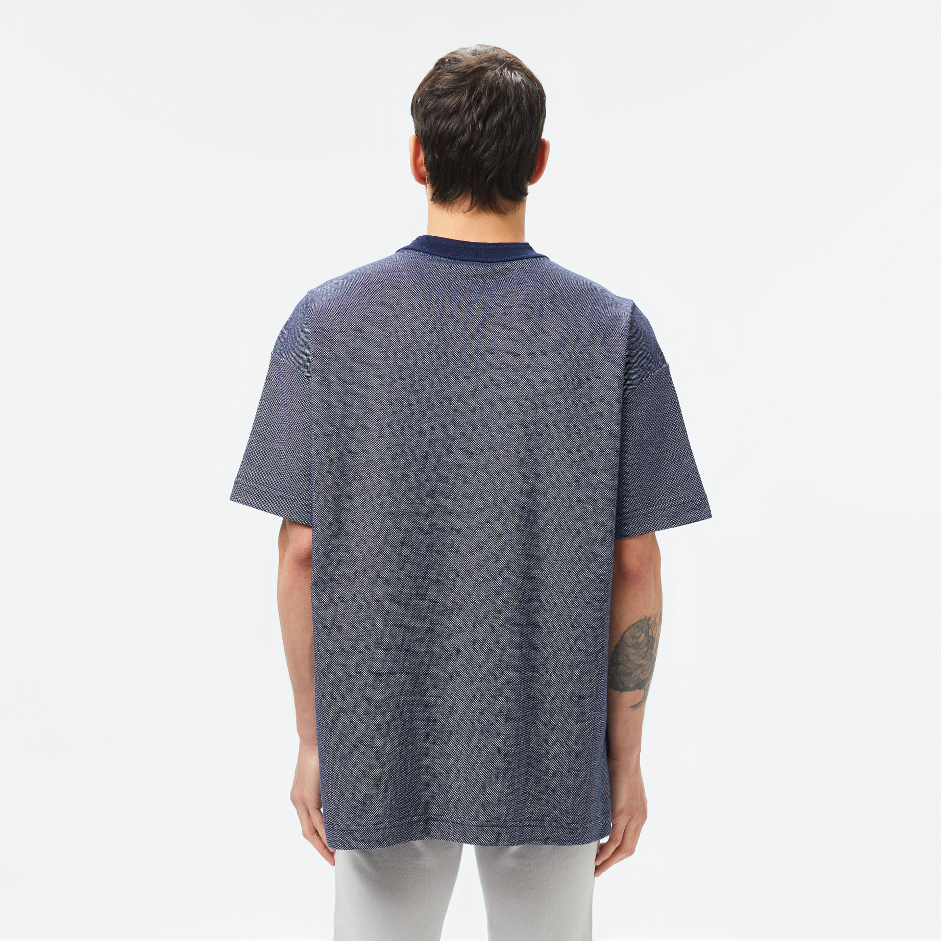 Erkek Oversize Fit Bisiklet Yaka Lacivert T-Shirt