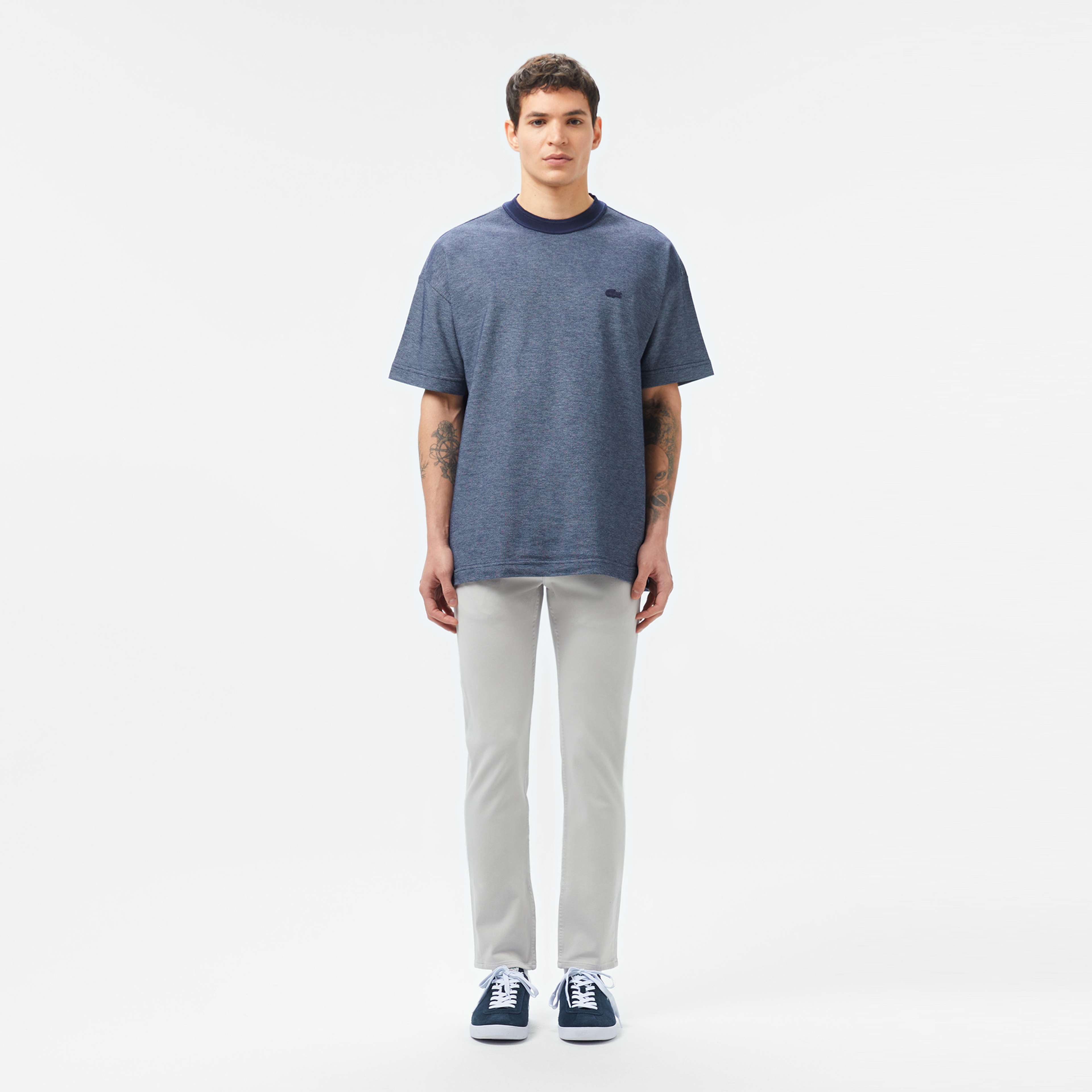 Erkek Oversize Fit Bisiklet Yaka Lacivert T-Shirt