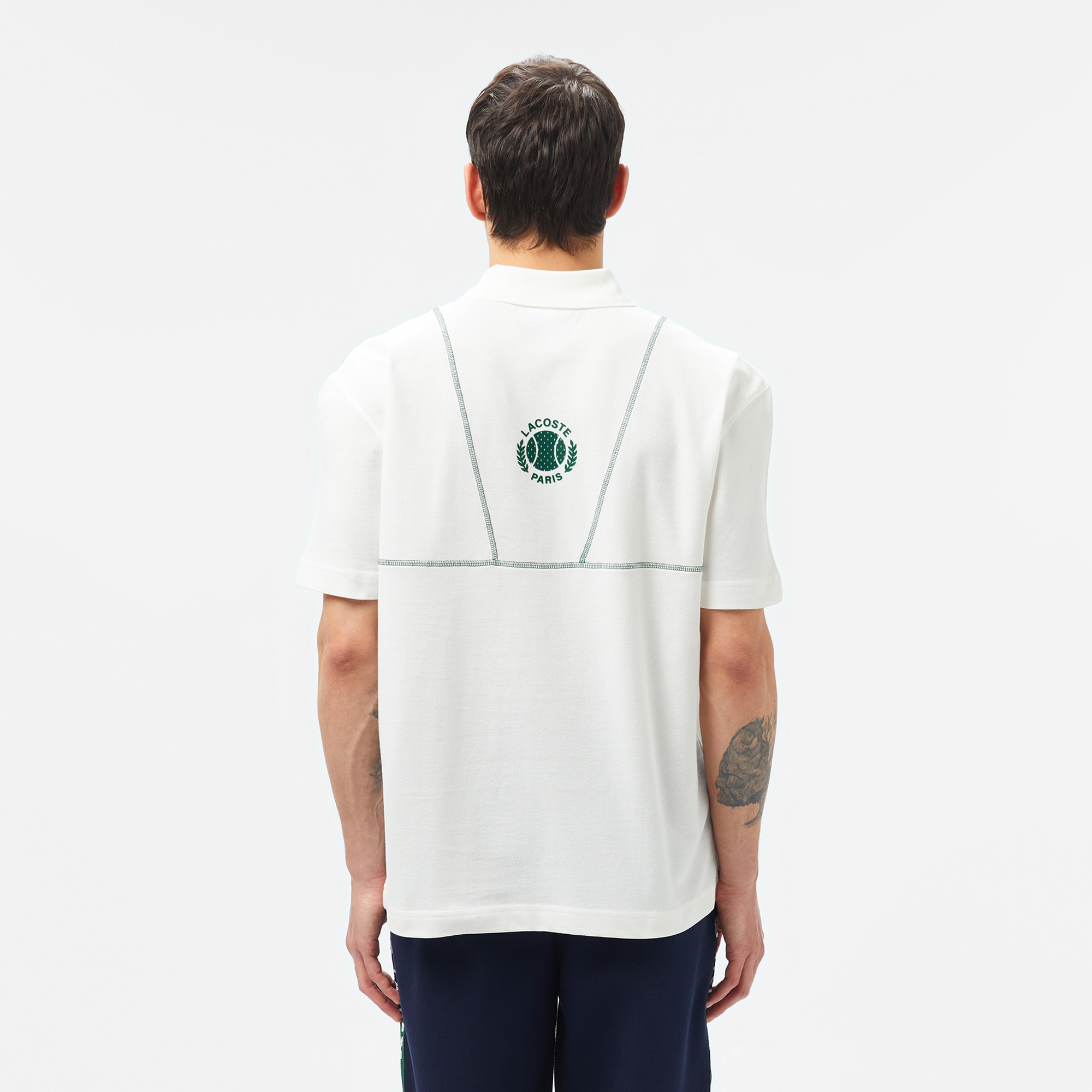 Lacoste Erkek Loose Fit Desenli Beyaz Polo