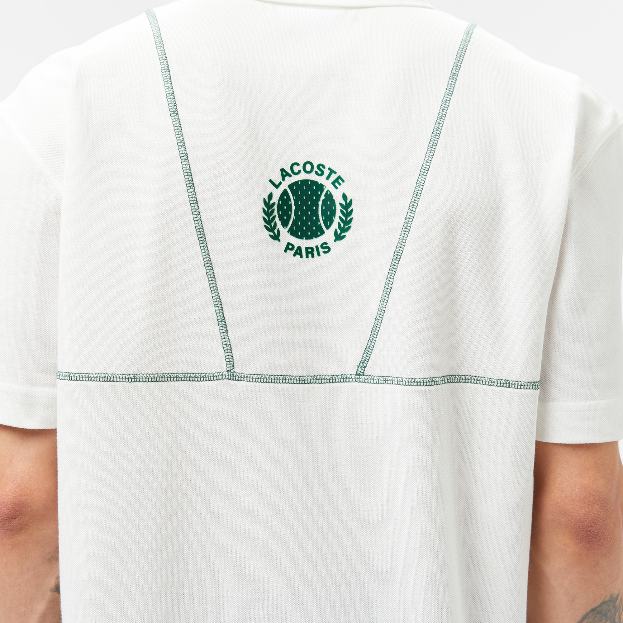 Lacoste Erkek Loose Fit Desenli Beyaz Polo