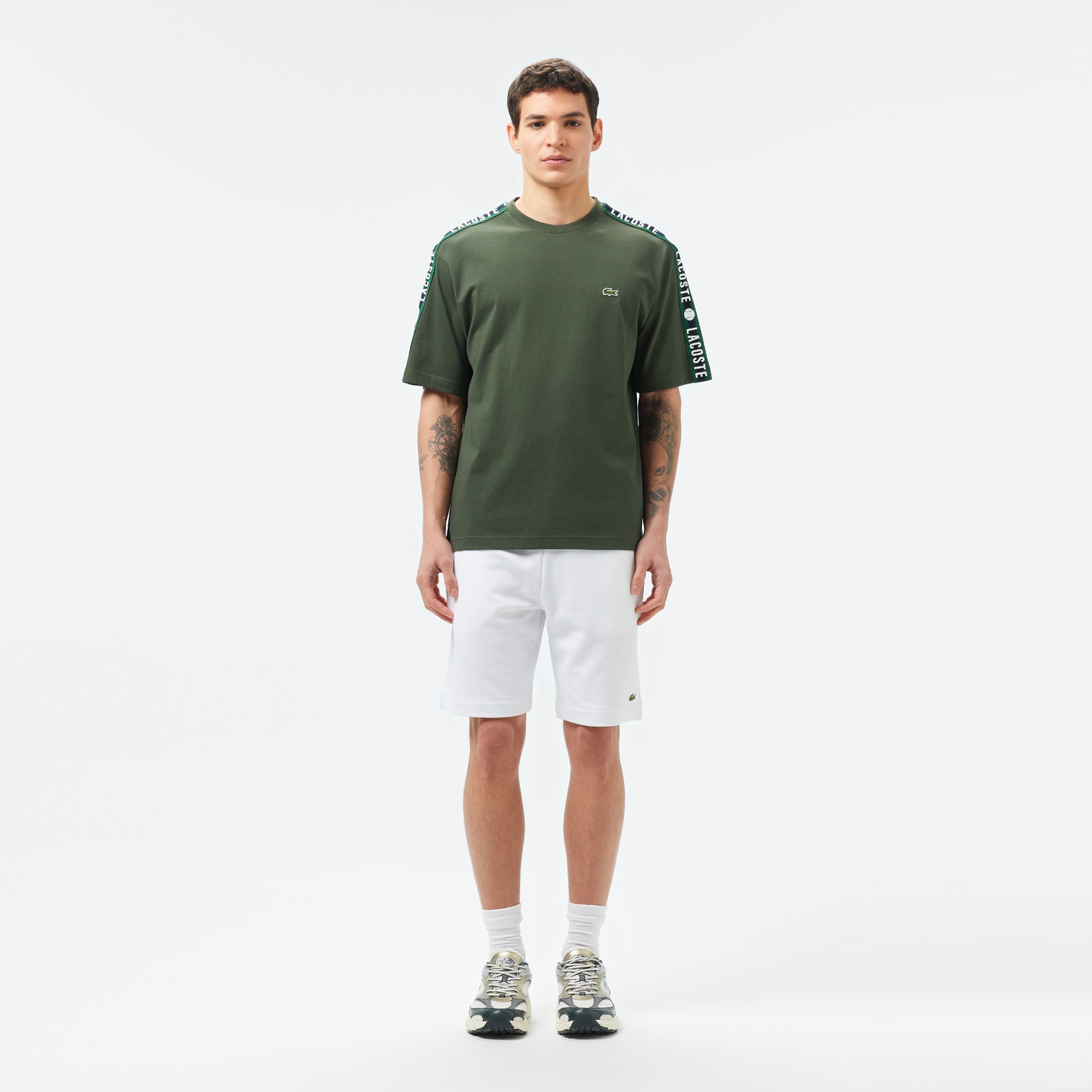Lacoste Erkek Relaxed Fit Bisiklet Yaka Baskılı Koyu Yeşil T-Shirt