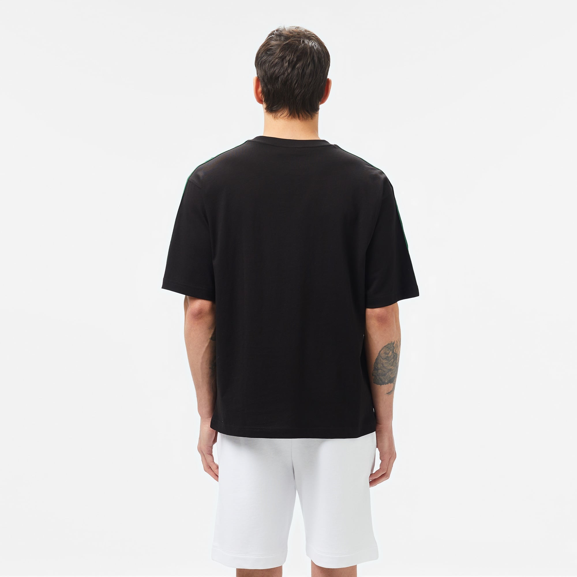 Lacoste Erkek Relaxed Fit Bisiklet Yaka Baskılı Siyah T-Shirt